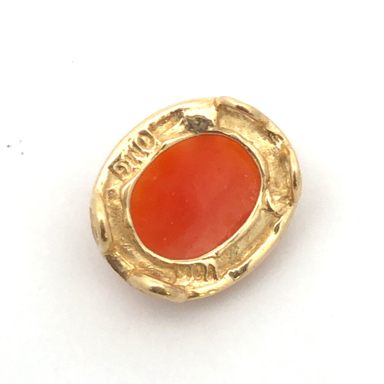 Designer 10K Yellow Gold Oval Carved Cameo Slide Bracelet Charm