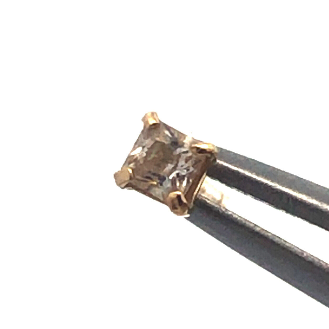 Gorgeous 14k Yellow Gold Sparkling Princess Cut CZ Stud Earrings Starter