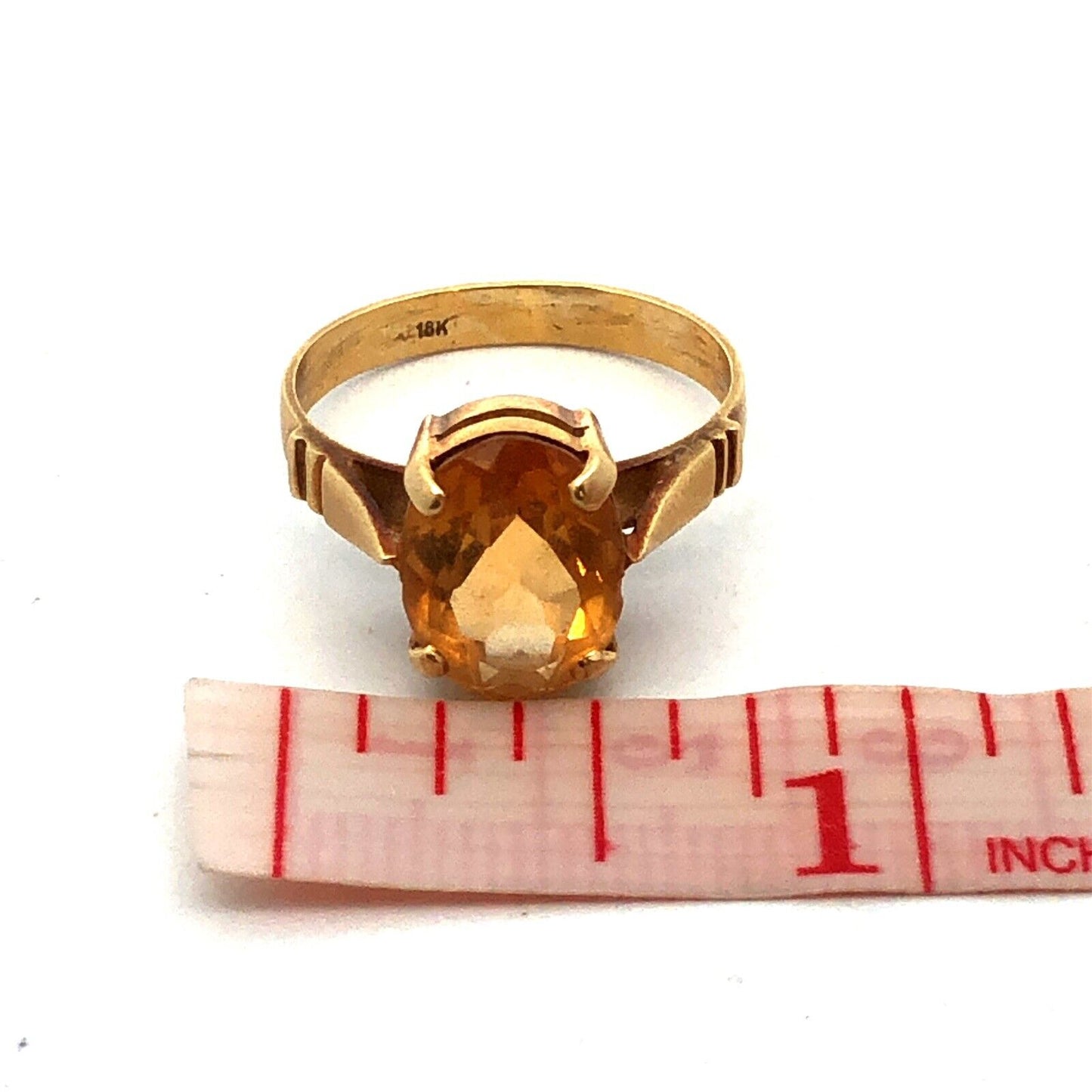 Estate 18K Yellow Gold Oval Citrine November Anniversary Statement Ring