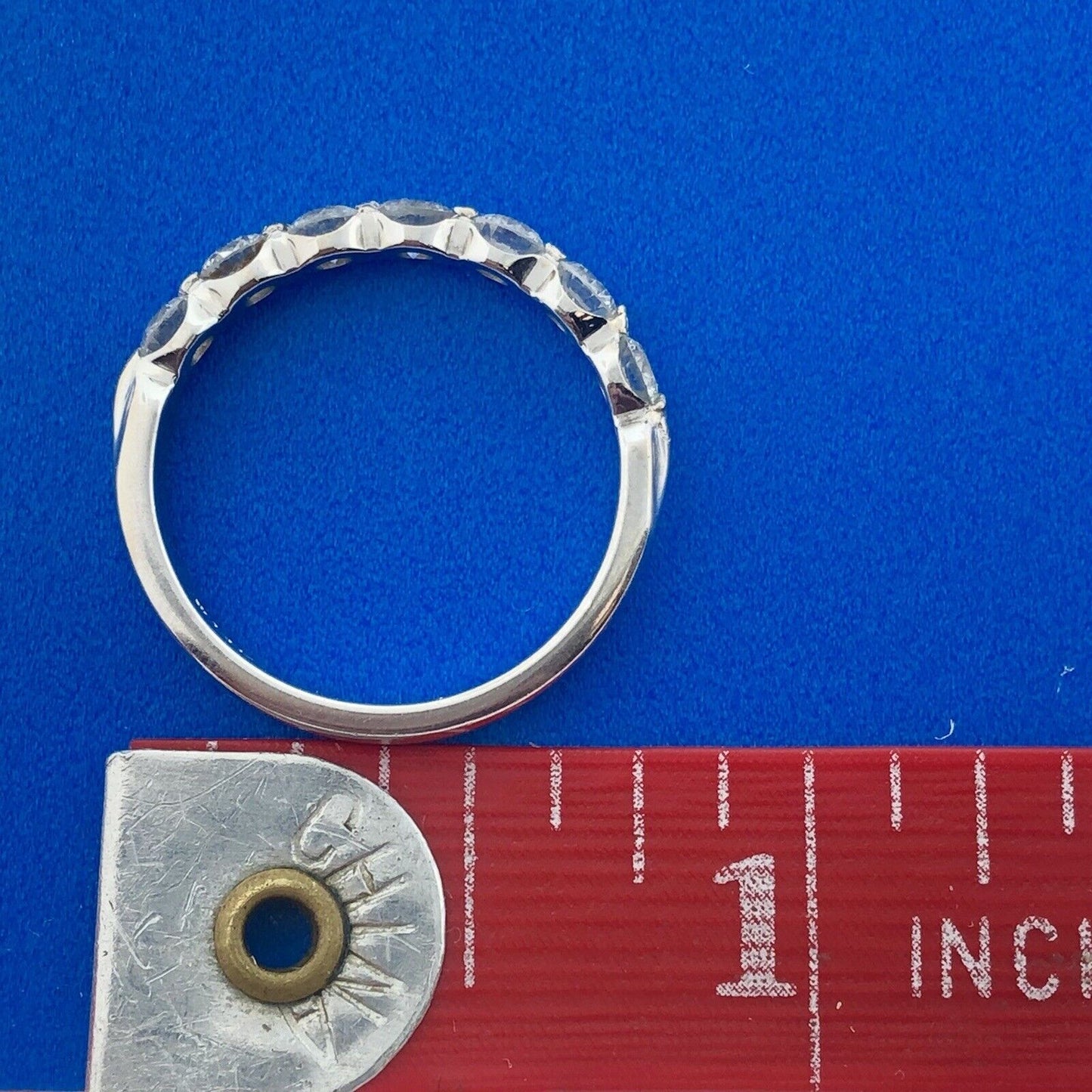 Stunning 14K White Gold Seven Diamond Anniversary Eternity Band Ring