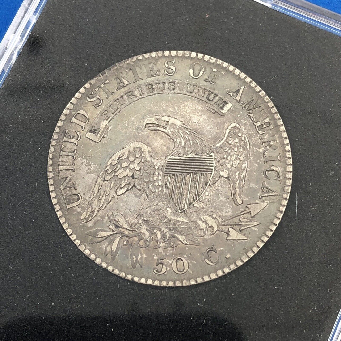 1821 Capped Bust Silver Half Dollar 50c Lettered Edge Ungraded XF Details Coin
