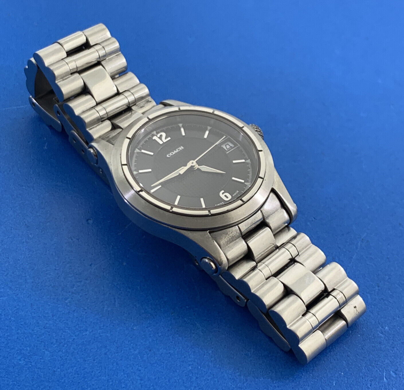 Coach Stainless Steel Black Face Date Window Working Watch