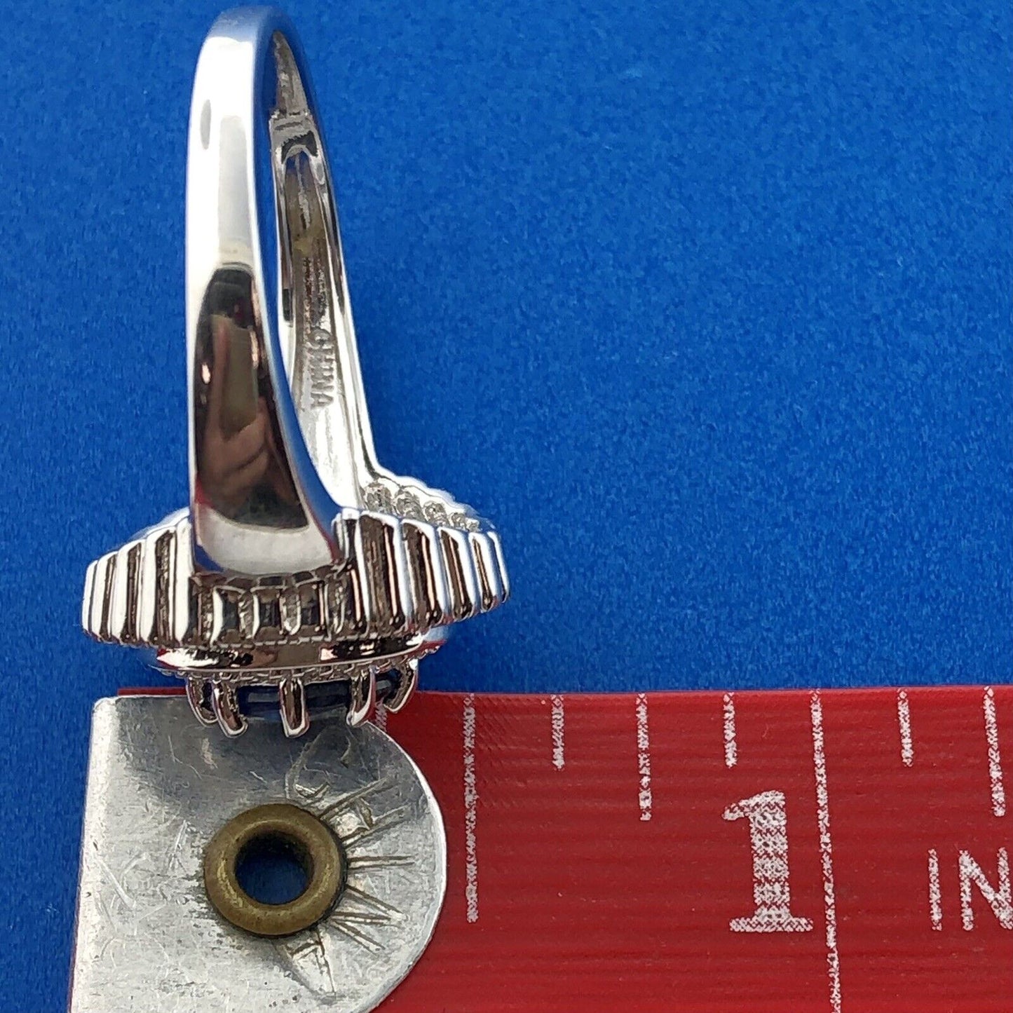 Desinger PAJ 925 Sterling Silver Oval Sapphire Halo September Anniversary Ring