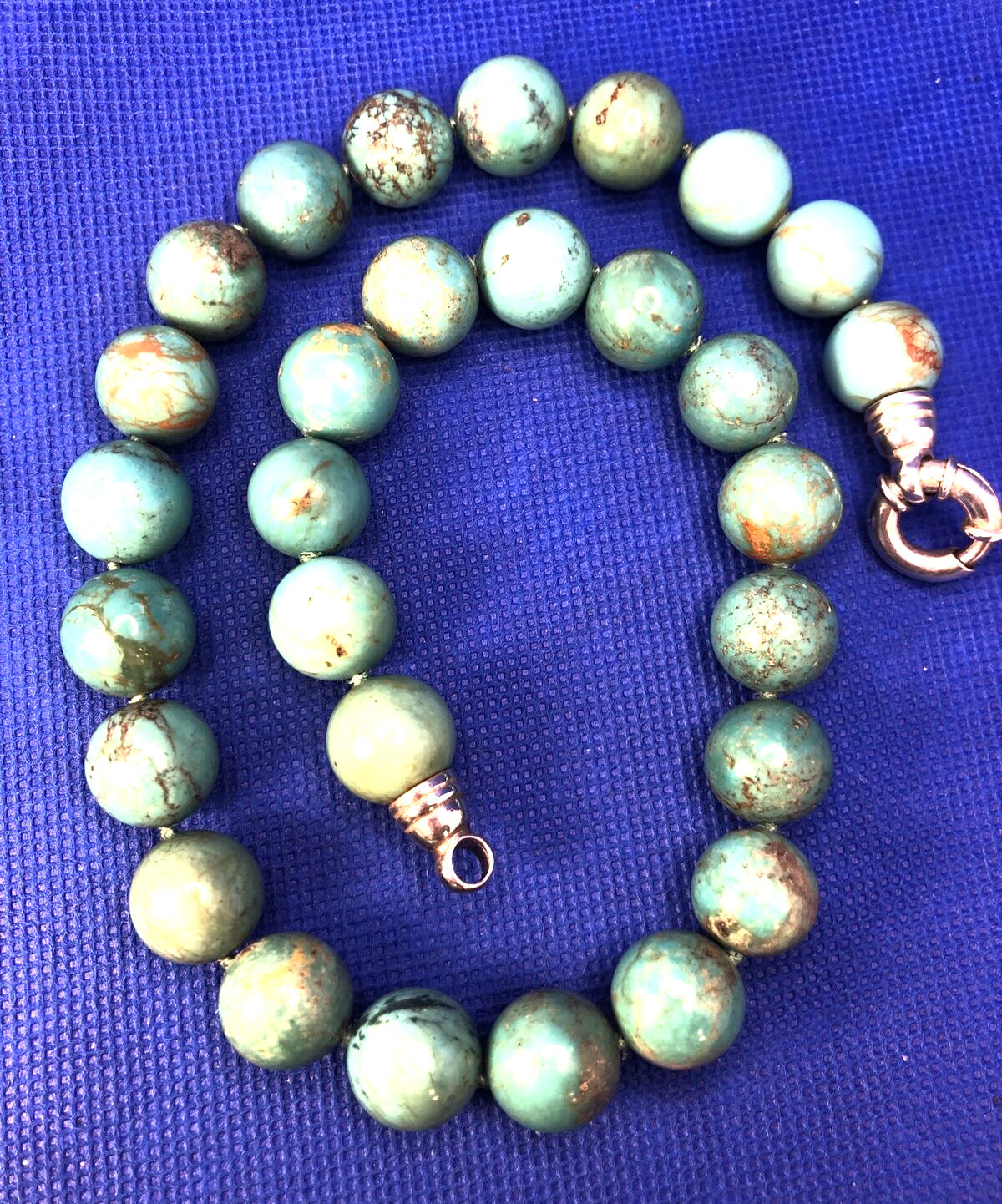Whitney Kelly 925 Sterling Silver Turquoise Beaded Hand Knotted Chunky Necklace