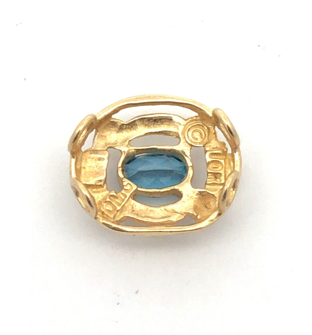 Designer OMG 10K Yellow Gold Oval Blue Topaz Slide Bracelet Charm