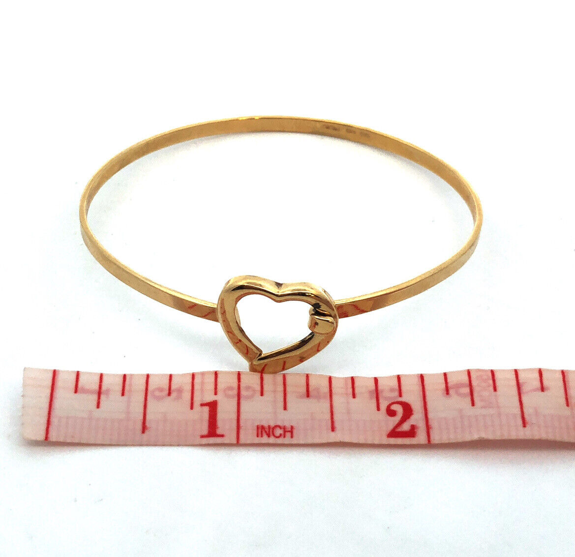 MWS 925 Sterling Silver Gold Vermeil Heart Love Anniversary Bangle Bracelet