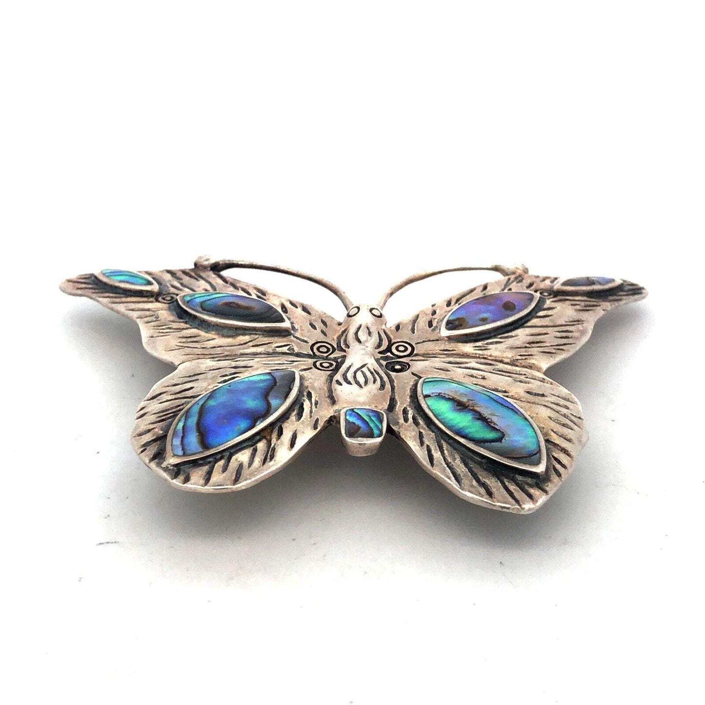 Designer CFU 925 Sterling Silver Abalone Textured Butterfly Combo Pendant Brooch