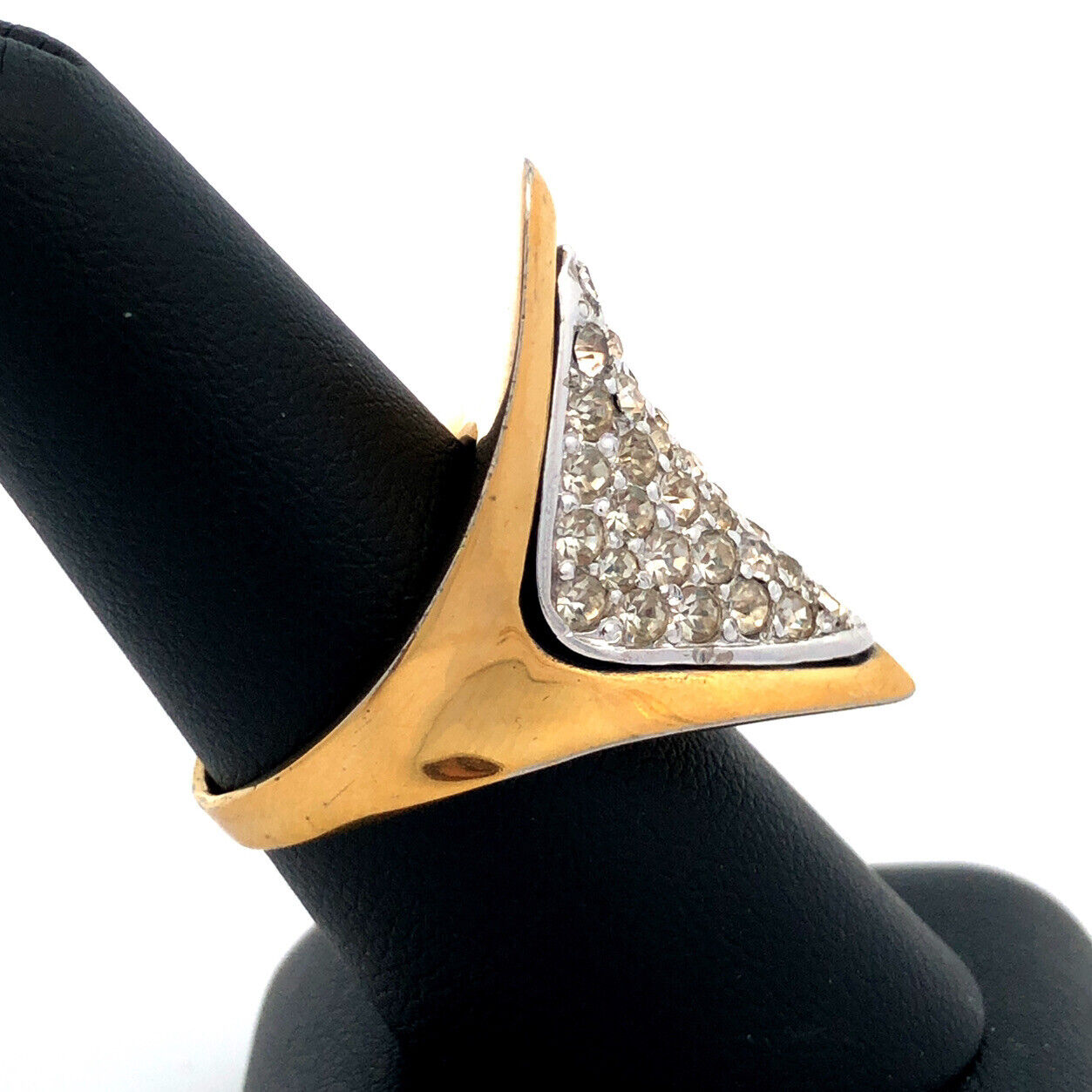 925 Sterling Silver Vermeil Designer Panetta Round Cubic Zirconia Modernist Ring