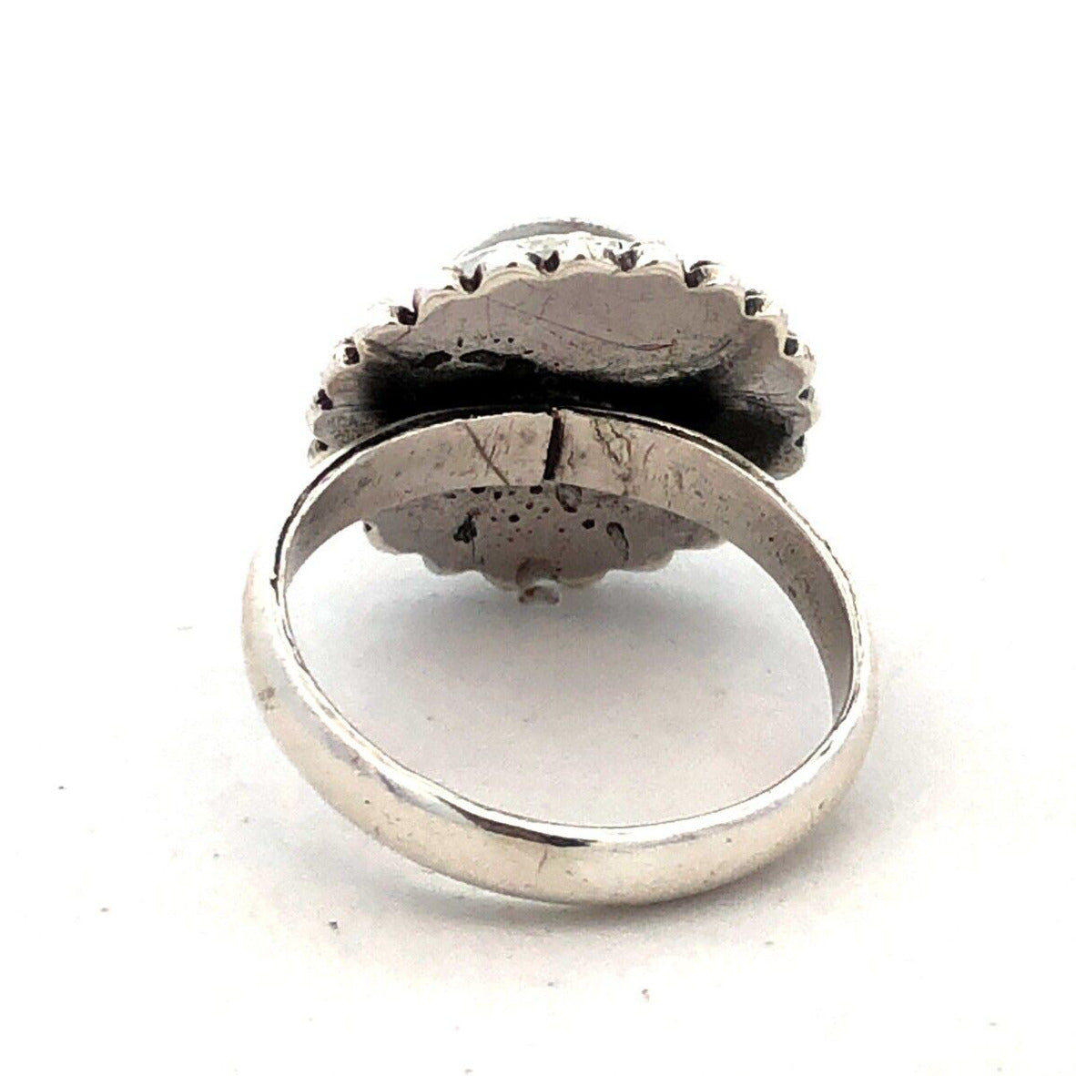 Vintage 925 Sterling Silver Round Cabochon Moonstone Solitaire Ring