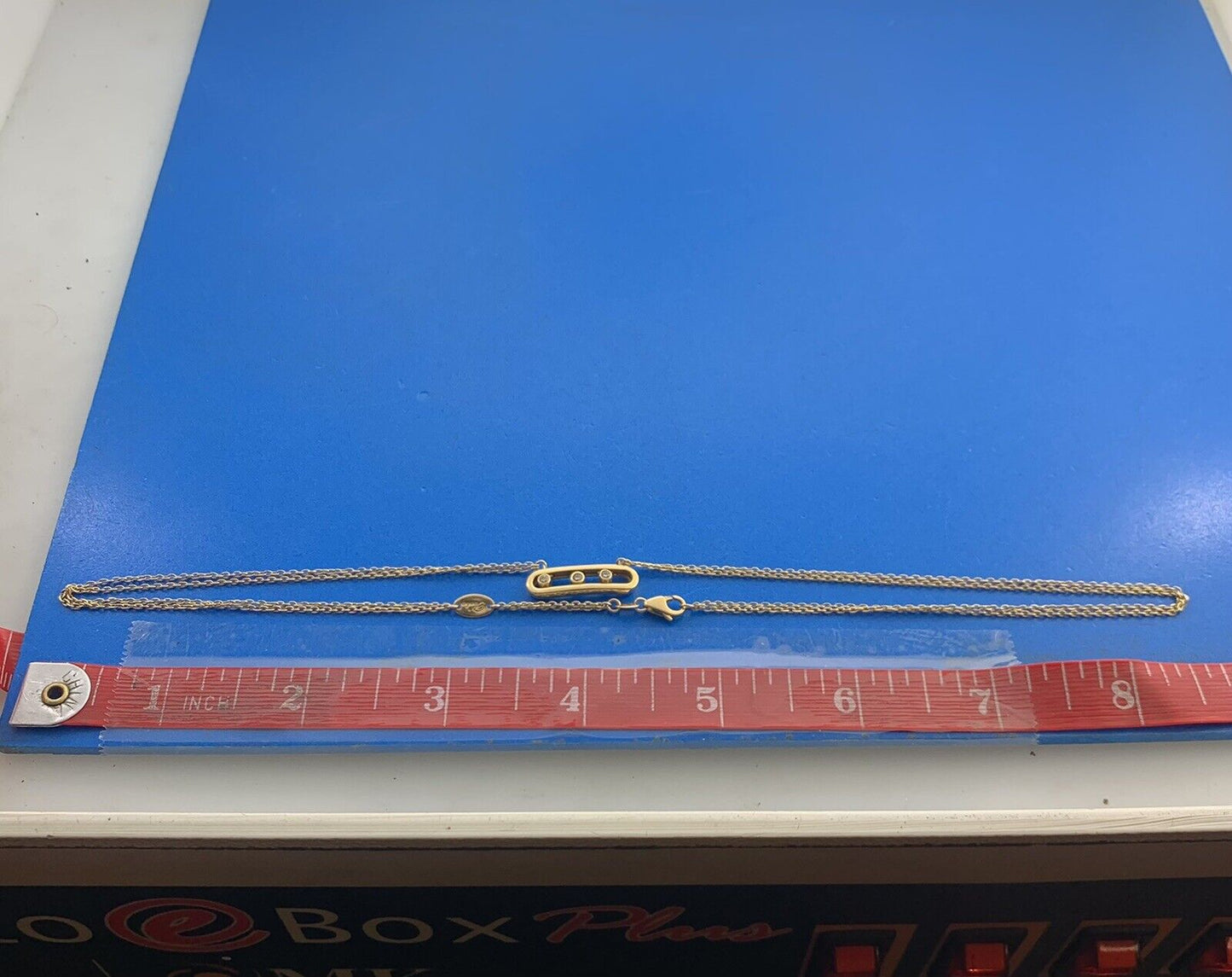 Designer Pacha 18K Yellow Gold Diamond Bar Double Oval Link Chain Necklace