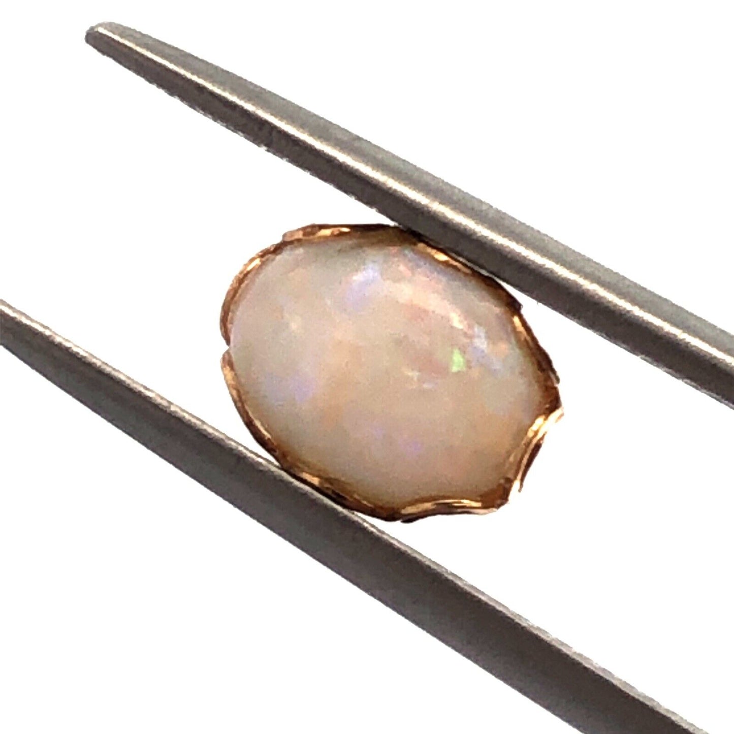Designer 14K Yellow Gold Oval Opal Stud Earrings