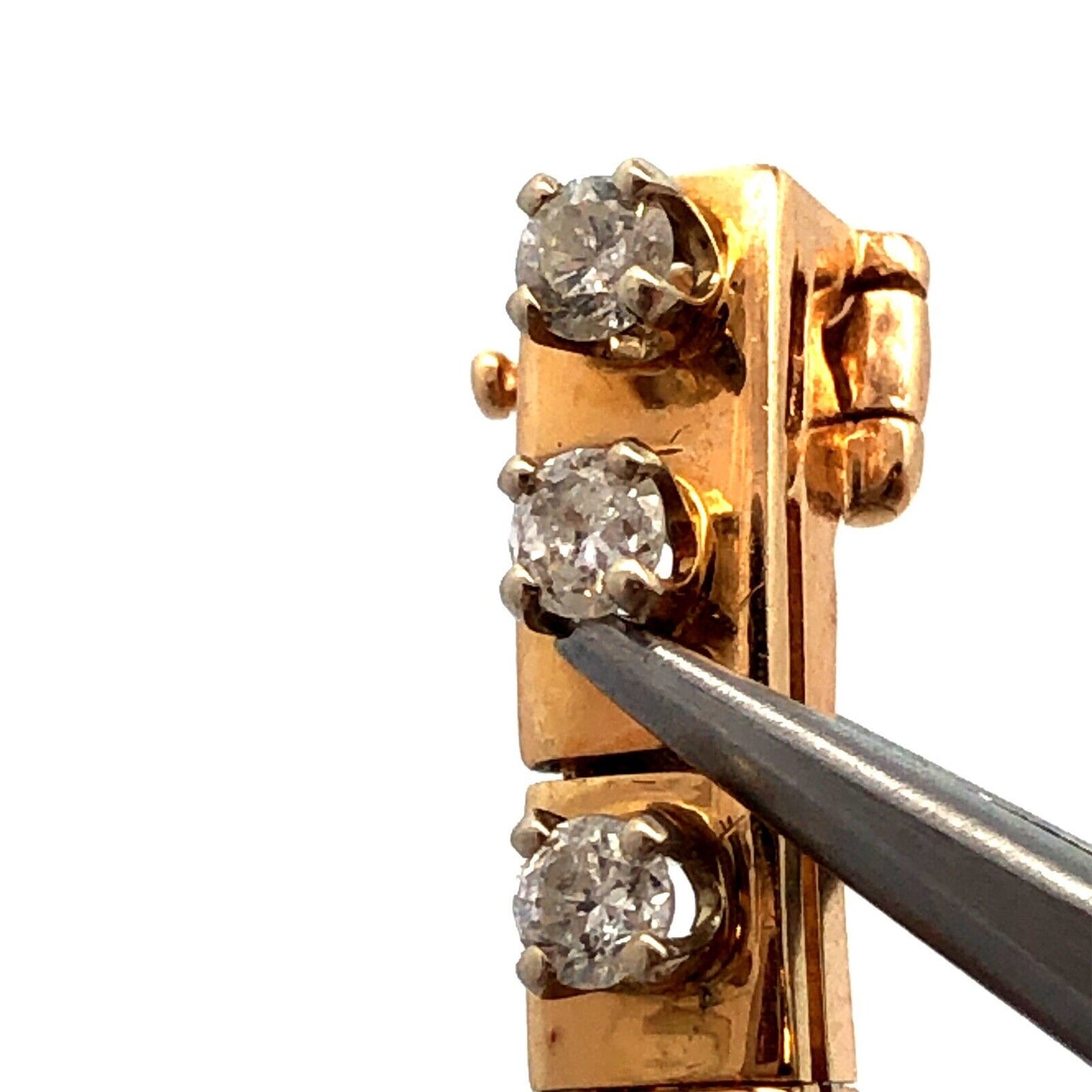 Estate 14K Yellow Gold Round Graduated Diamond Modernist Tennis Bracelet