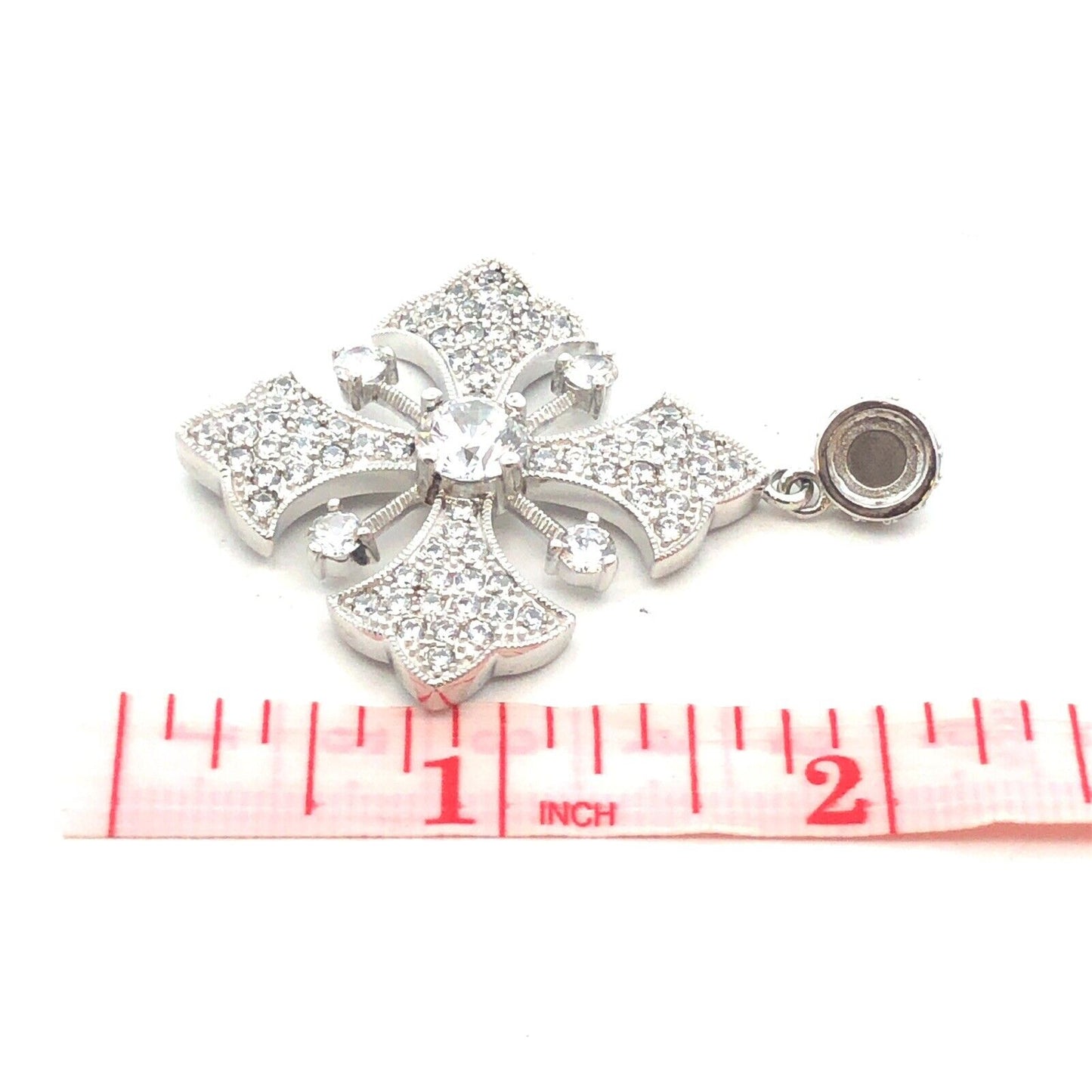 Joseph Esposito ESPO 925 Sterling Silver CZ Cross Star Magnetic Enhancer Pendant
