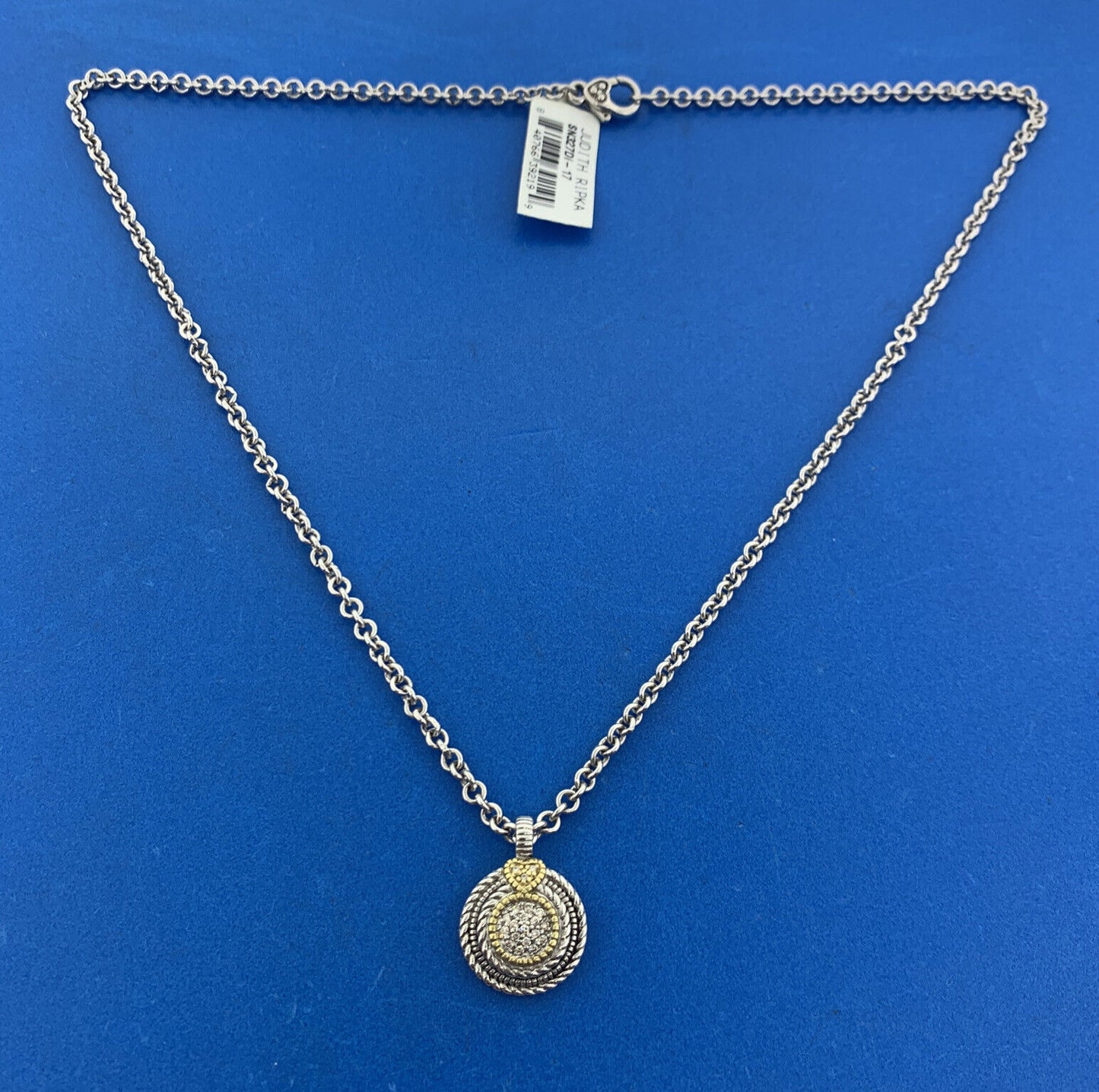 Judith Ripka JR 18K Gold Sterling Diamond Lenox Collection Enhancer w/Chain NWT