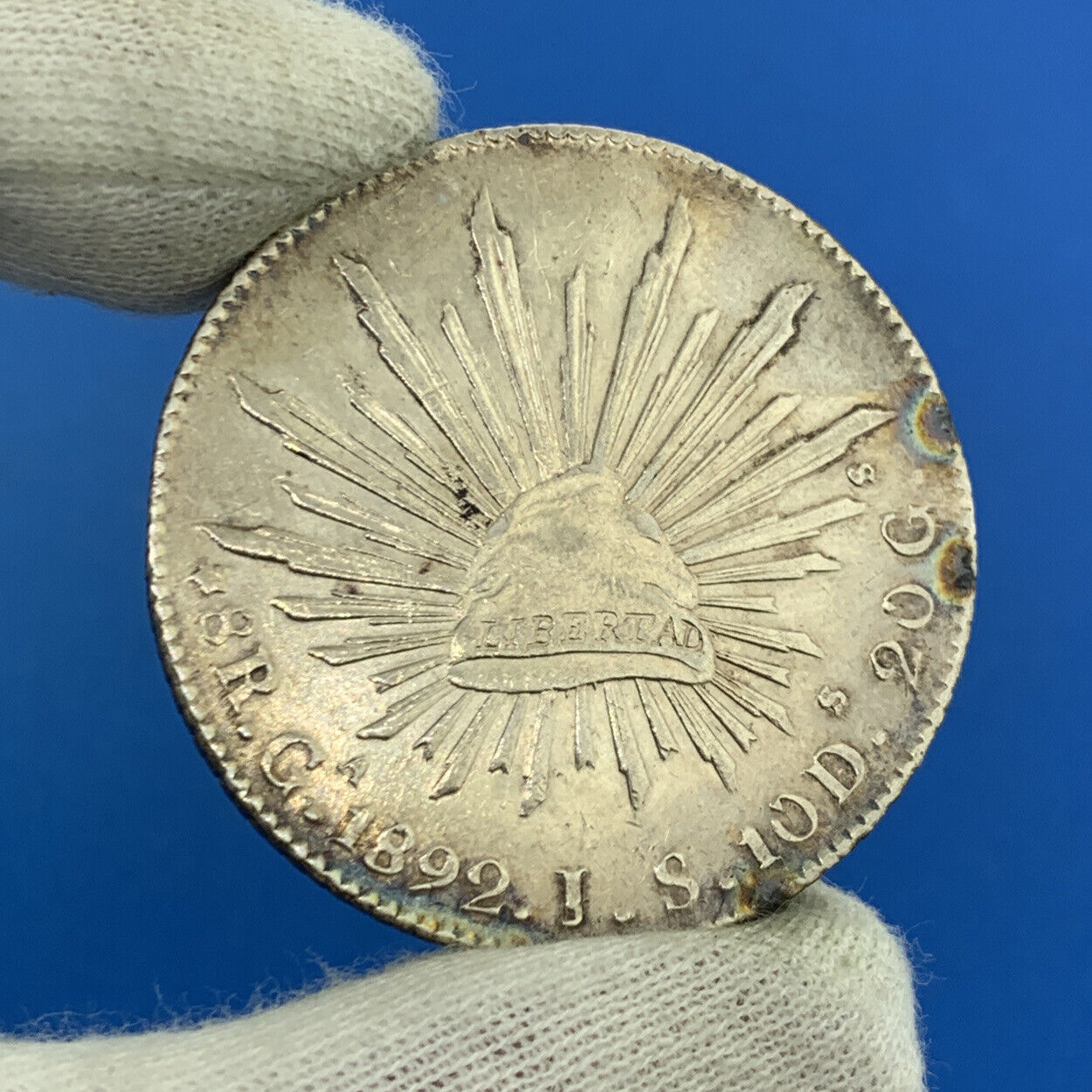 1892 Ga Guadalajara 8 Reales J.S. .903 Silver Mexico Better Date Coin
