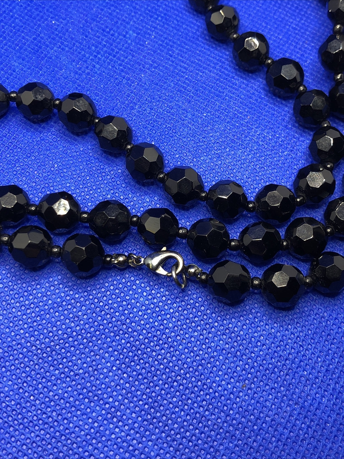 Runway Couture Faceted Jet Bead Statement Necklace