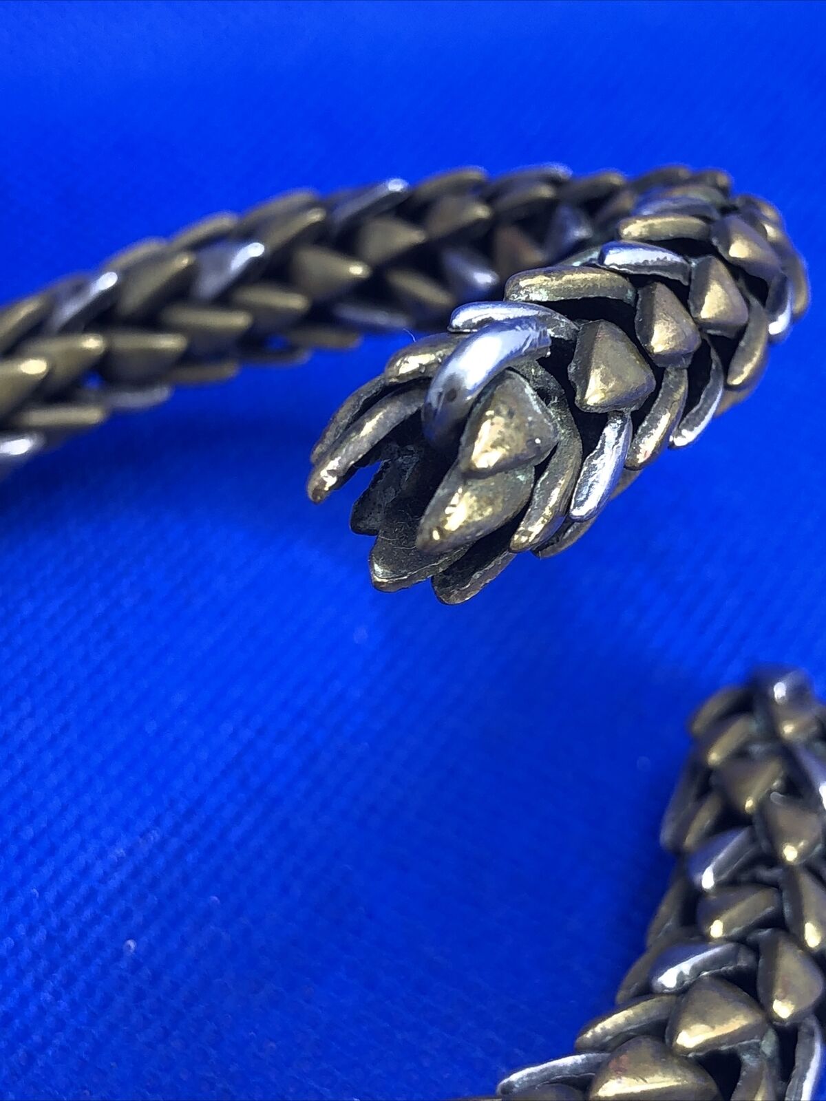 Vintage 1970's Brass & Silver Two Toned Statement Snake Arm Cuff Bracelet