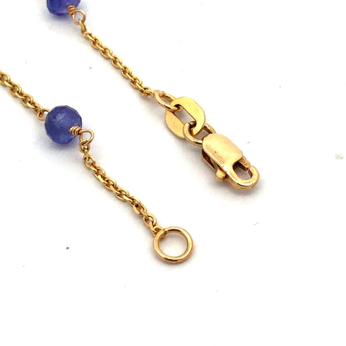 14K Yellow Gold Designer RCI Tanzanite Bead Station Chain Necklace