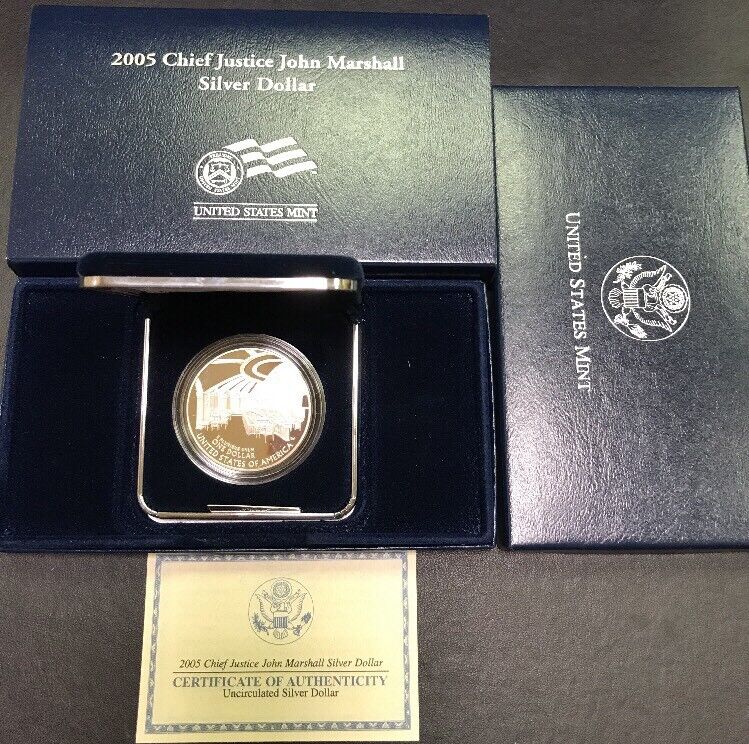 2005 P Chief Justice John Marshall Commemorative Proof Silver Dollar $1