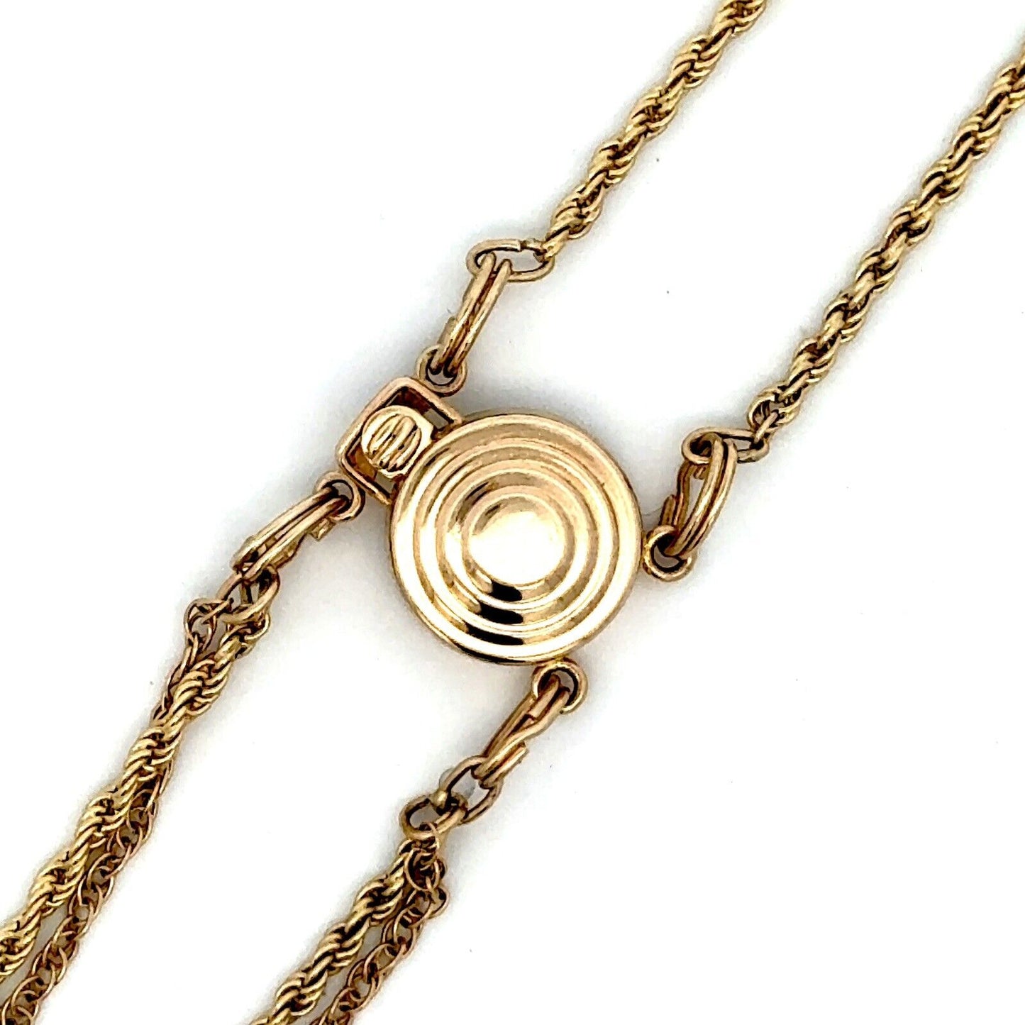 Designer KLJCI 14K Yellow Gold Two Strand Rope Chain Slide Charm Bracelet