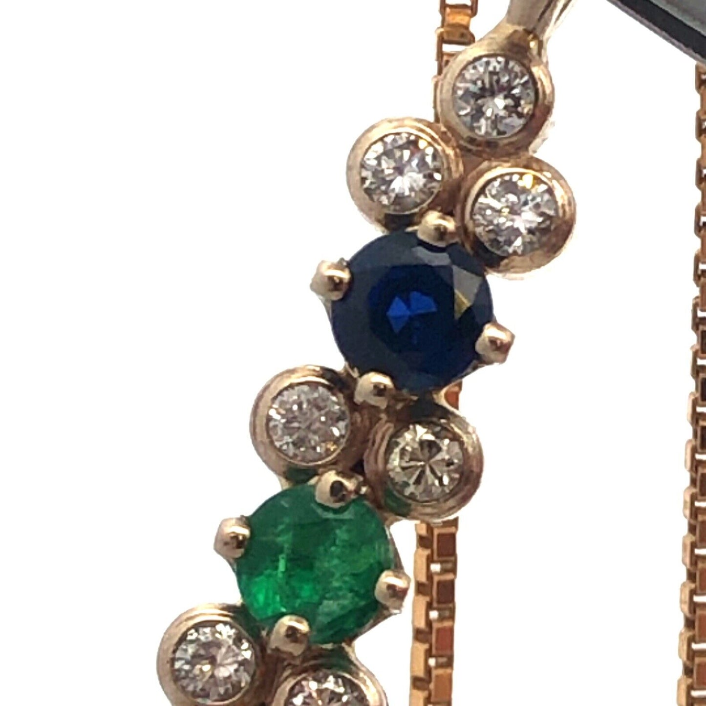 Designer 14K Yellow White Gold Diamond Sapphire Ruby Emerald Pendant Necklace