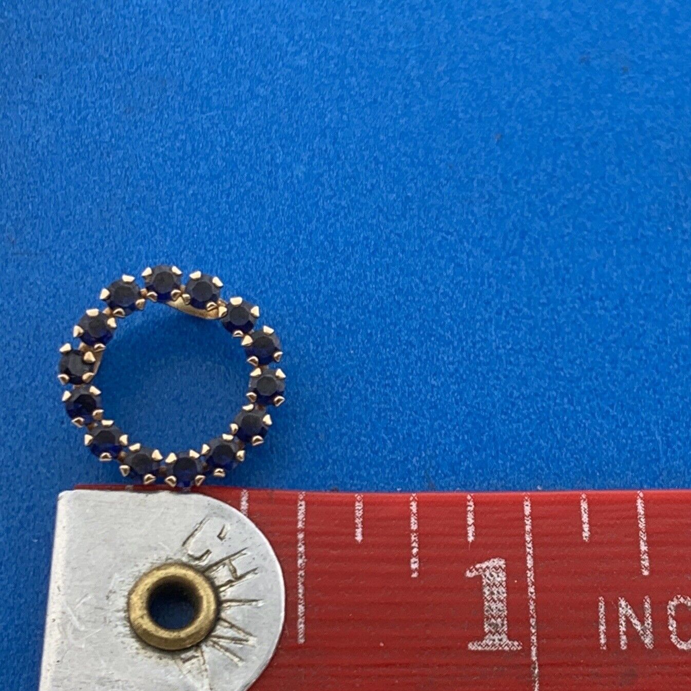 10K Yellow Gold Blue Sapphire September Anniversary Circle Slide Pendant