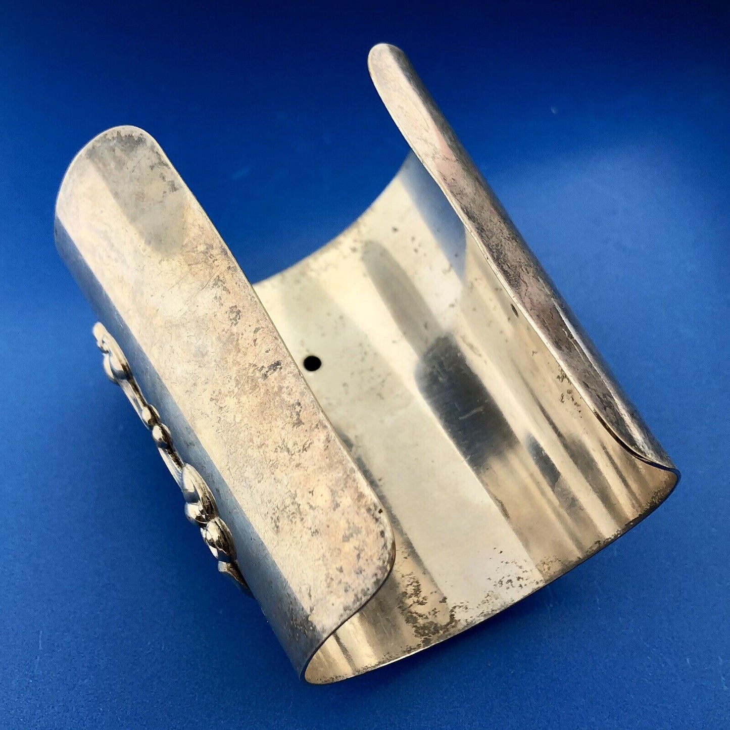 1950's Joseff Of Hollywood Silver Plated Adjustable Baroque Open Cuff Bracelet