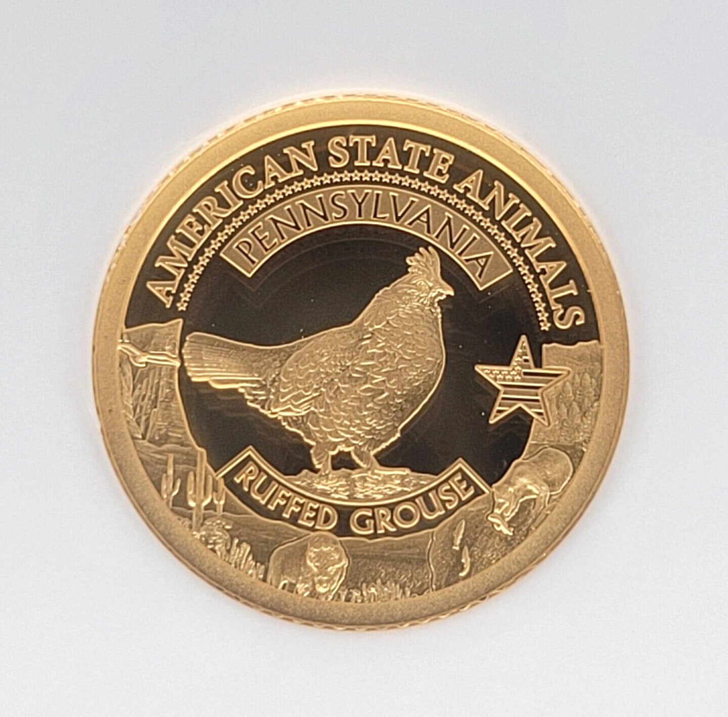 2021 $5 Cook Islands NGC PF70 Proof Cameo 1/2g .999 Gold Pennsylvania Grouse