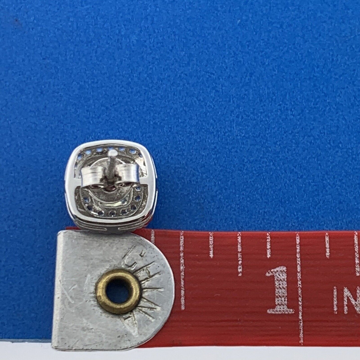 Stunning Sterling Silver 925 Cushion Cut Lemon Quartz CZ Accent Stud Earrings