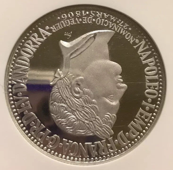 1964 Andorra Platinum 50 Diners Napoleon NGC Proof 64 UC Super Rare 1 Of 3 Mntg
