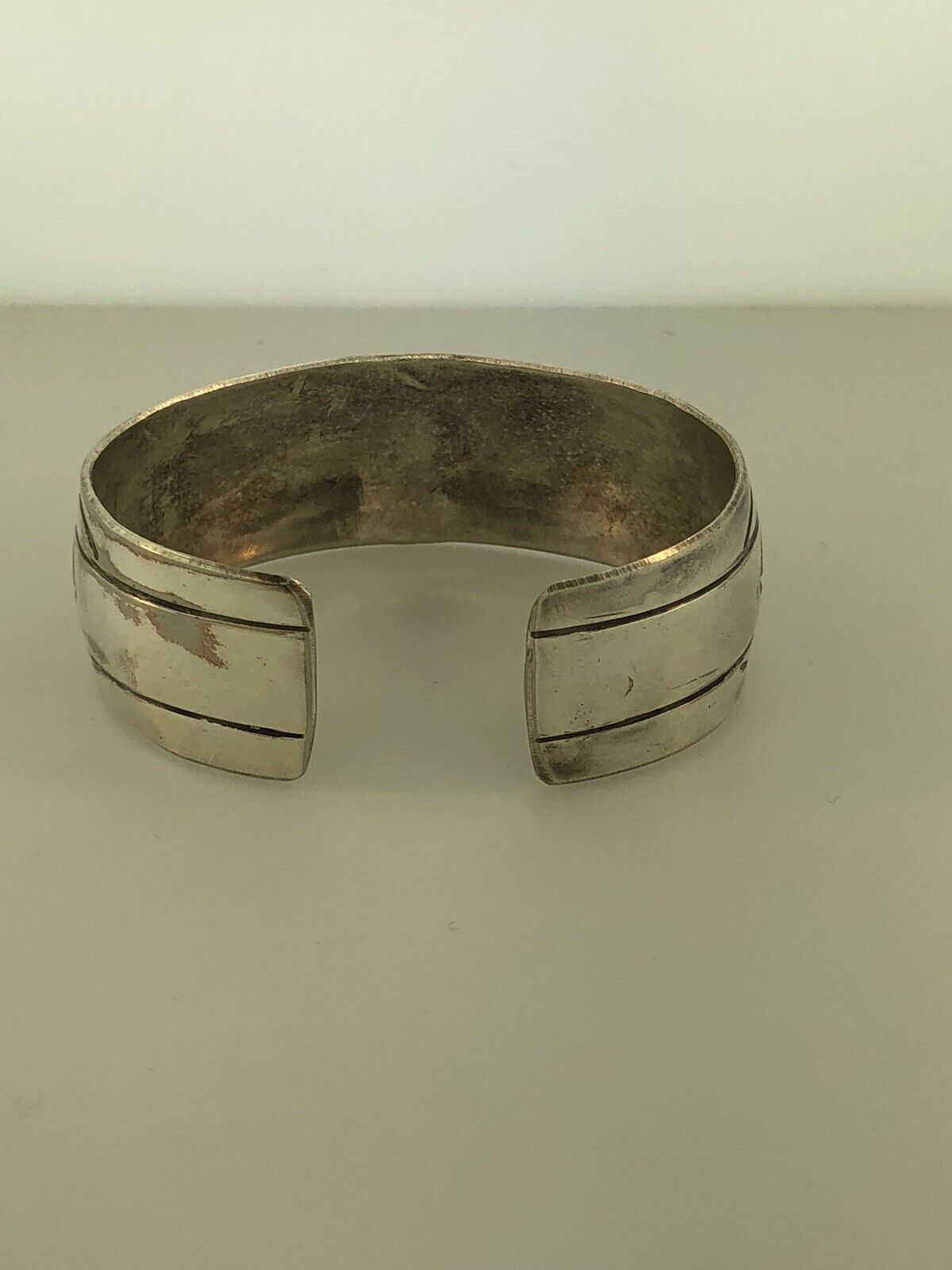 Vintage Navajo Fannie Platero 925 Sterling Silver Concho Style Cuff Bracelet