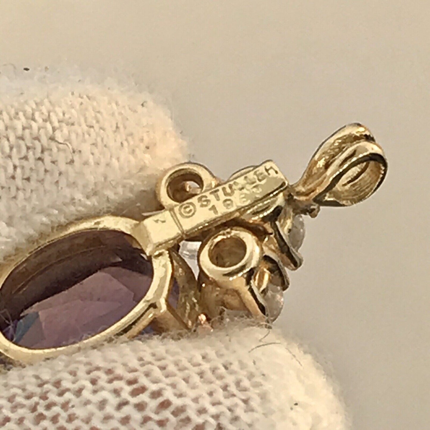 Stuller 14K Yellow Gold Purple Sapphire Cubic Zirconia Anniversary Pendant