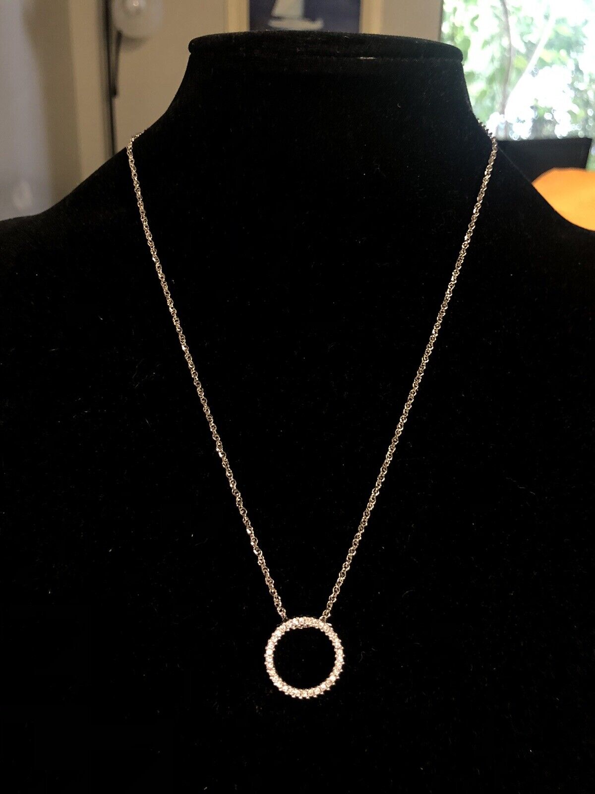 Designer 14K White Gold Diamond Infinity Eternity Anniversary Pendant Necklace