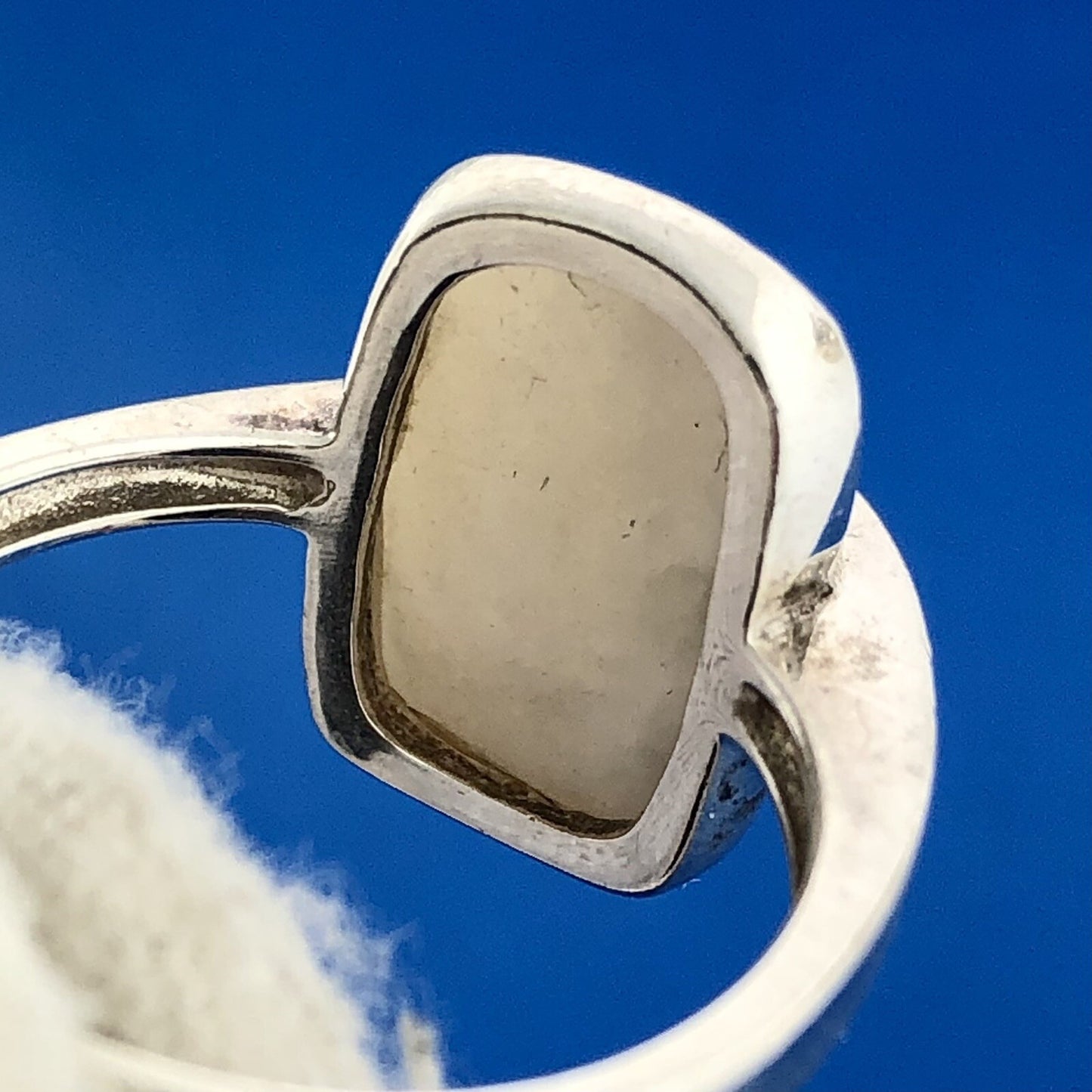 Designer 925 Sterling Silver Rectangle Mother Of Pearl Modernist Bypass Ring