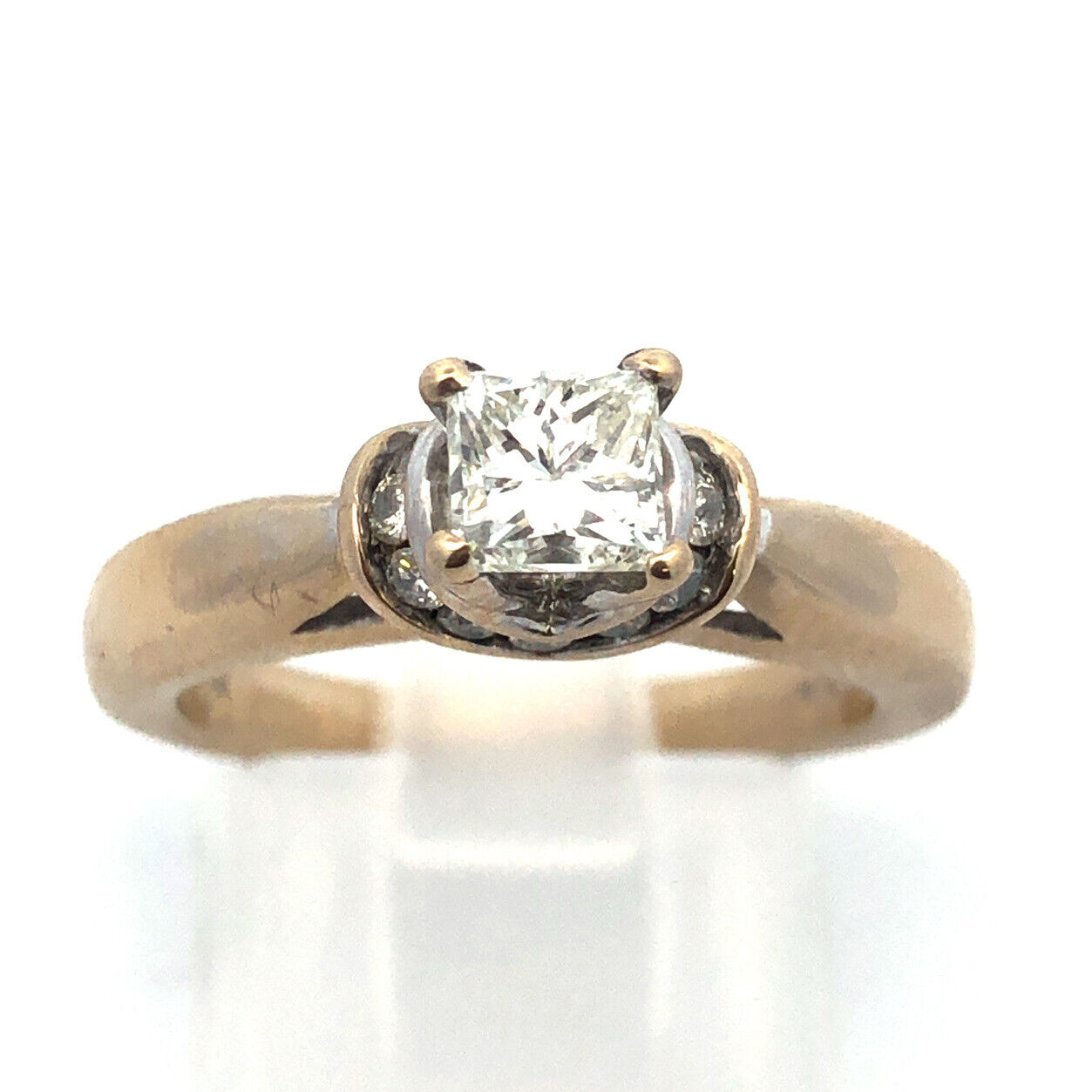 14K White Gold Princess Diamond Center Accented Size 7. 25 Engagement Ring