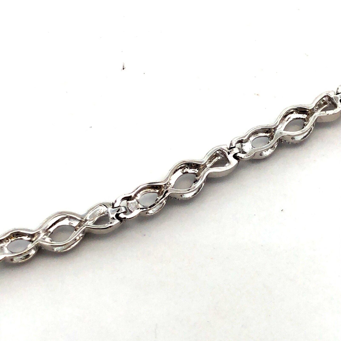 925 Sterling Silver Designer JWBR Textured Infinity Anniversary Tennis Bracelet