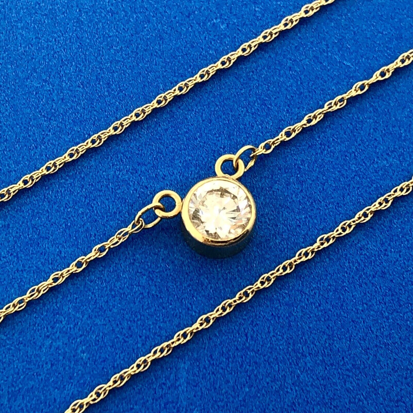 Designer 14K Yellow Gold Diamonique Cubic Zirconia CZ Anniversary Necklace