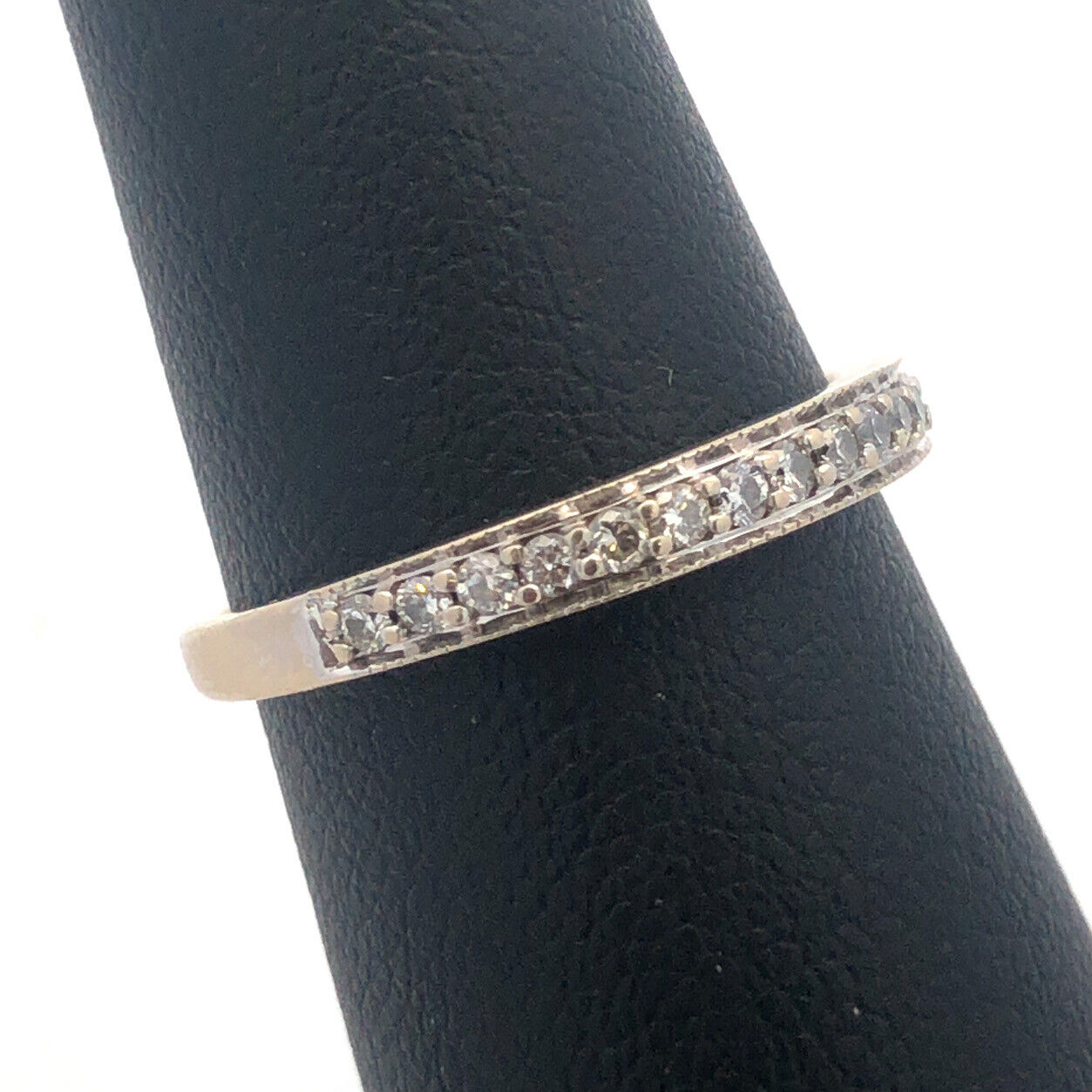 Designer NAJ 14K White Gold Diamond Wedding Anniversary Size 6.5 Band Ring
