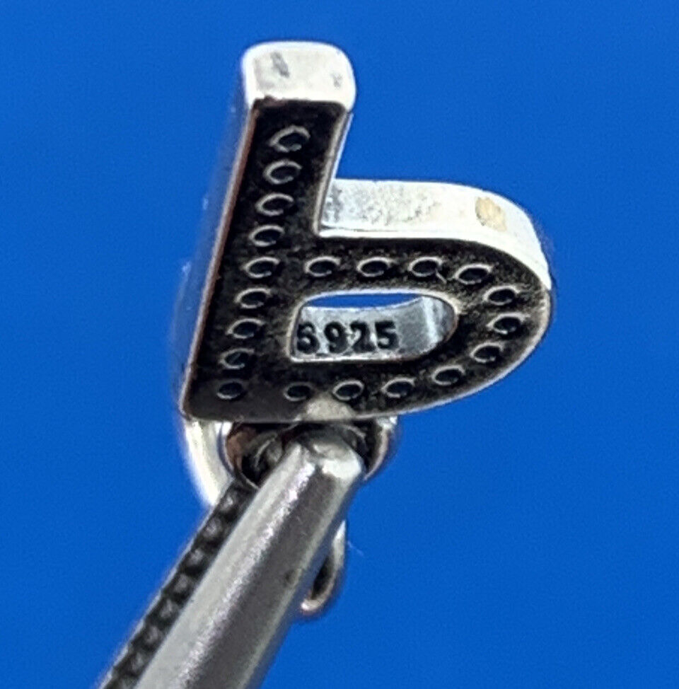 PANDORA 925 Sterling Silver Cubic Zirconia Initial P Dangle 791324CZ Charm