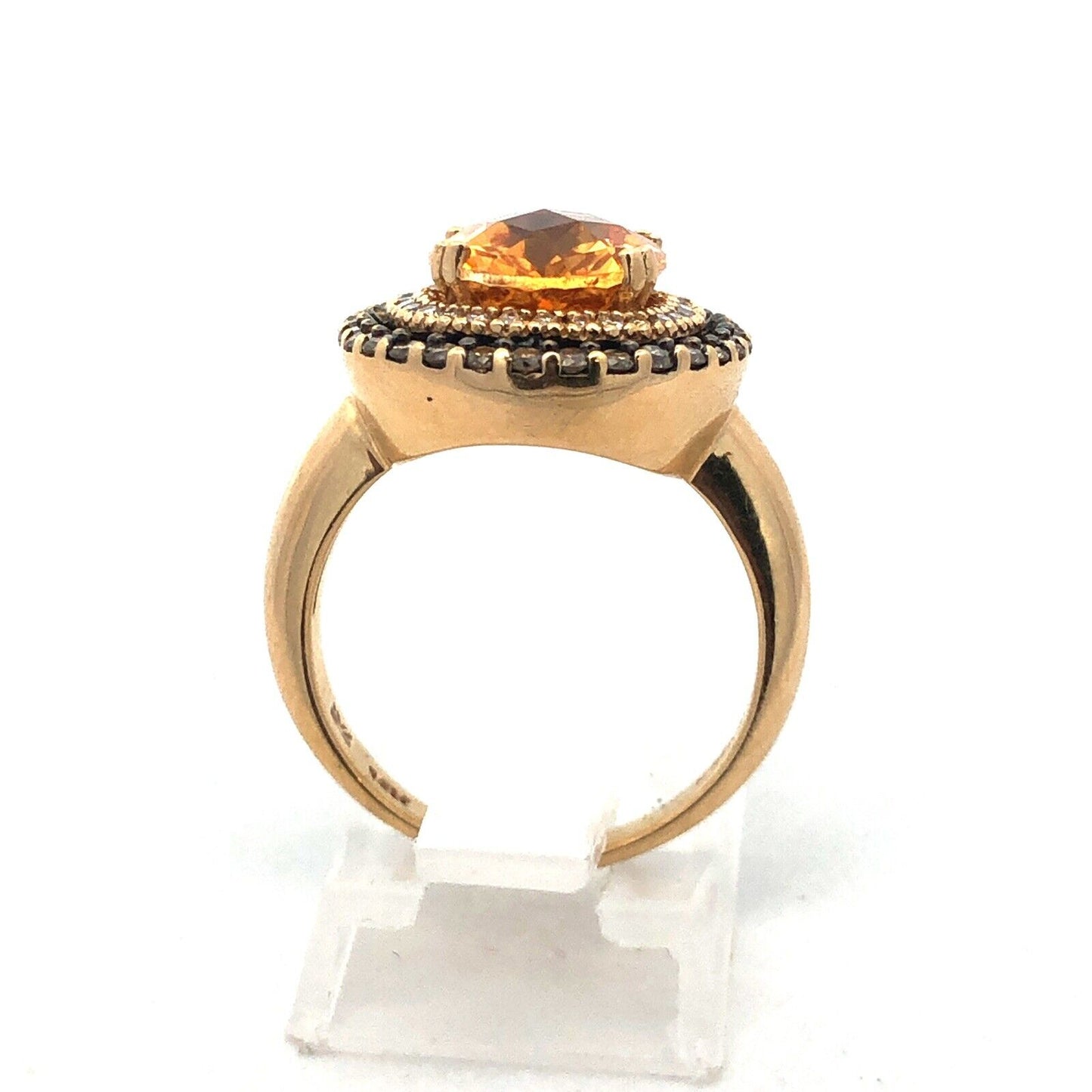 LeVian 14K Yellow Gold Oval Citrine Champagne Diamond Halo Cocktail Ring
