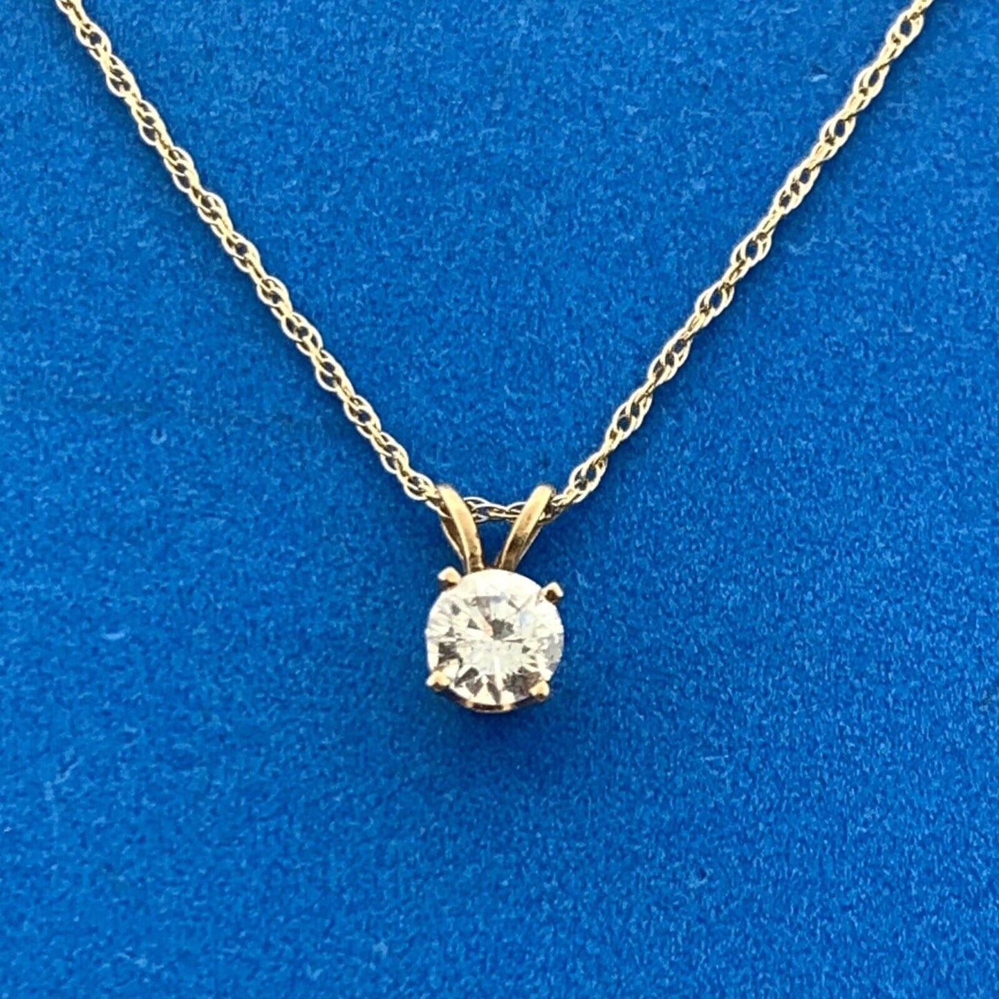 Designer 14K Yellow Gold Round Diamond Solitaire Anniversary Pendant Necklace