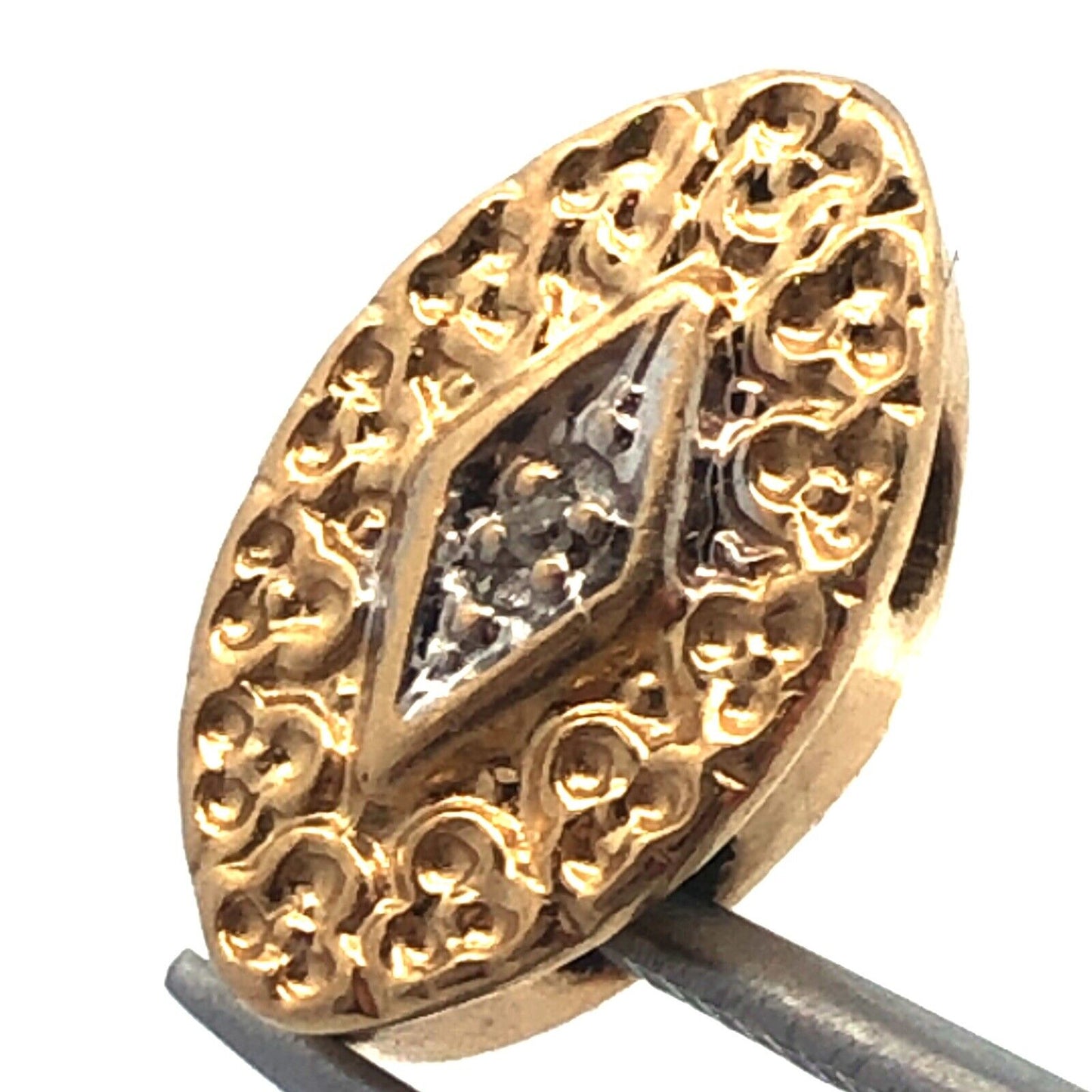 Robert Klein KLJCI 14K Y/W Gold Diamond Scroll Oval Spacer Slide Bracelet Charm