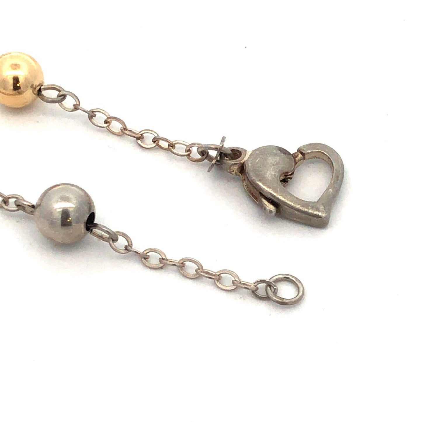 Designer PE Sterling Silver 14K Gold Two Tone Ball Bead Station Chain Necklace