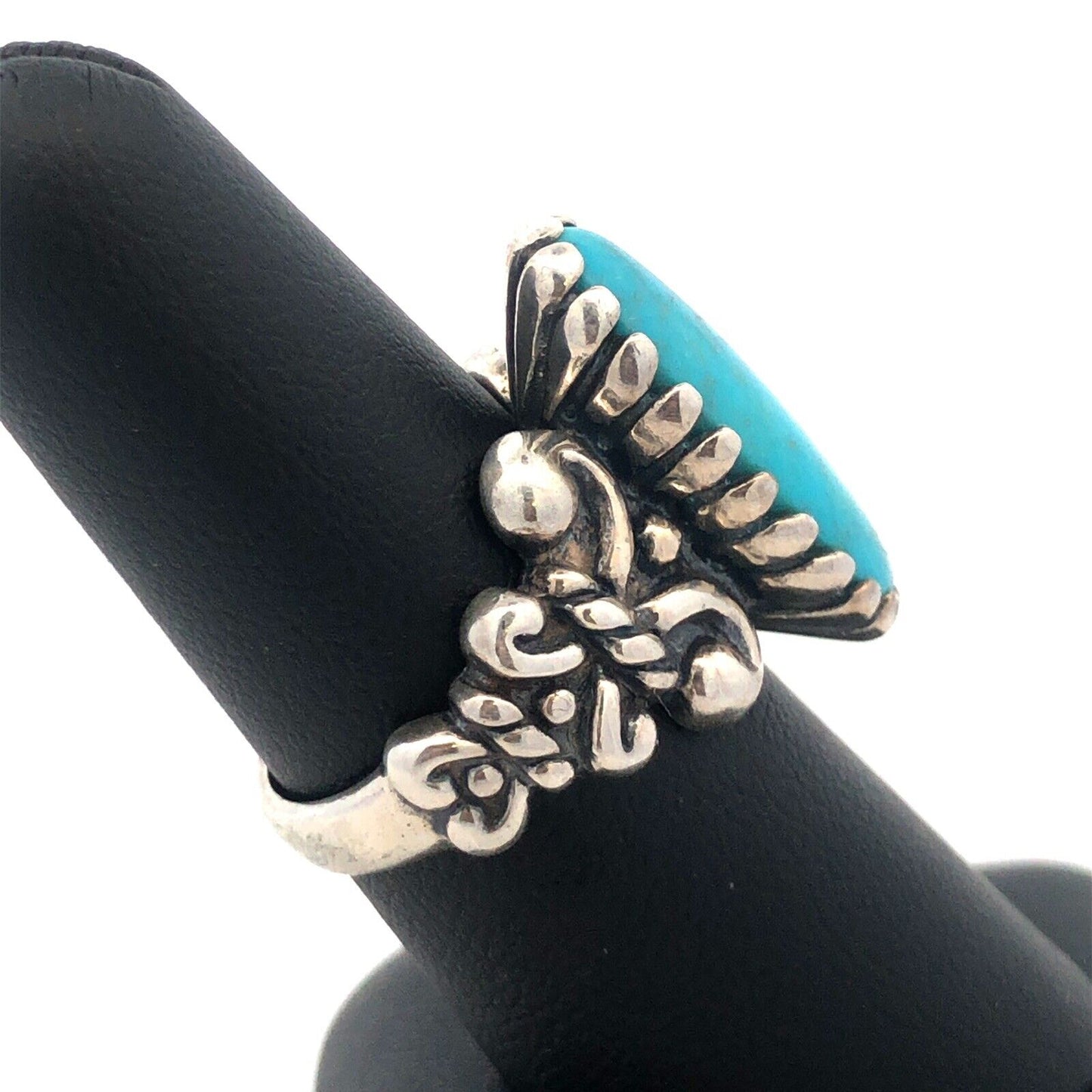 Native American Carolyn Pollack Anglo 925 Sterling Silver Oval Turquoise Ring