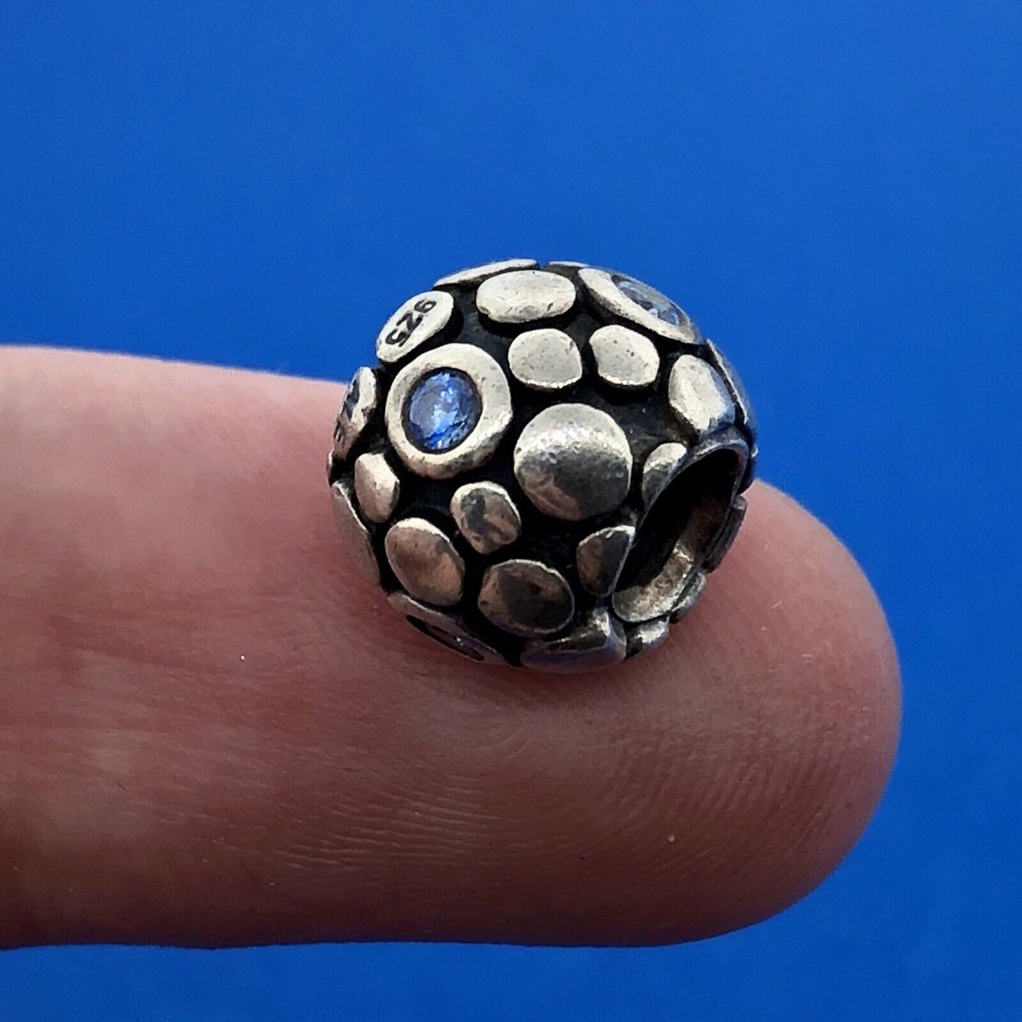 Authentic PANDORA ALE Sterling Silver Blue CZ Bubbles 790329CZB Charm Retired