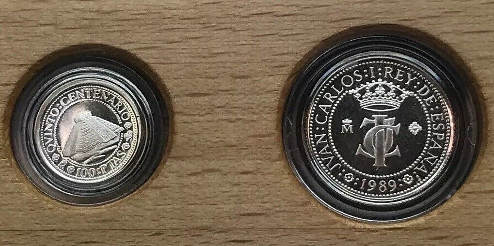 1989 Spain 500th Anniversary Discovery Of The Americas 7 Coin Silver Pesetas Set