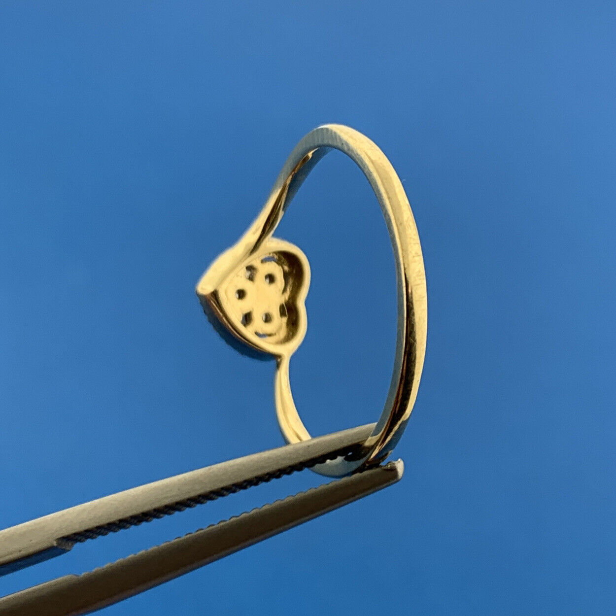 Designer FineRock 10K Yellow Gold Diamond Sweetheart Love Heart Bypass Ring