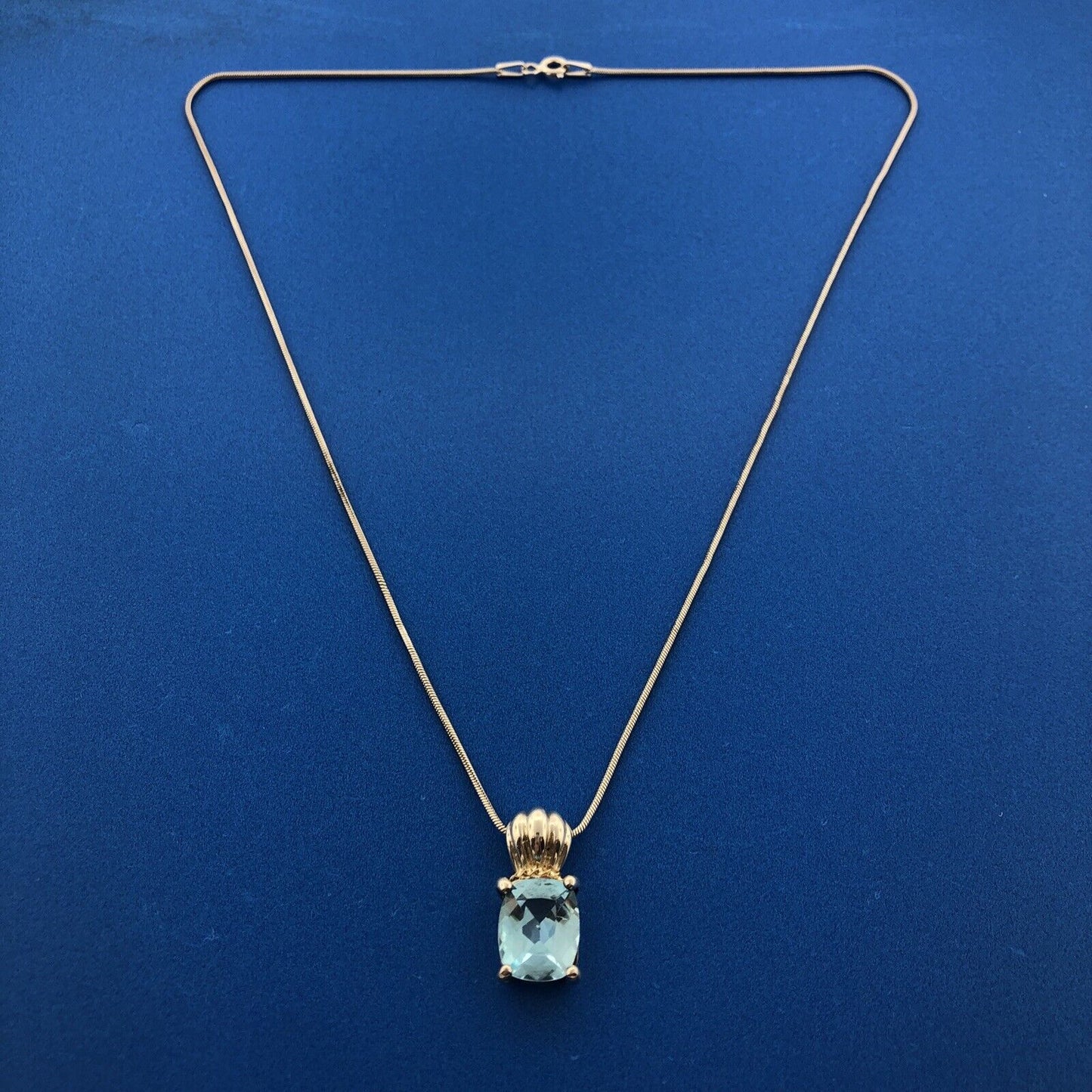 Designer CAA Sterling Silver 925 18K Yellow Gold Blue Topaz Necklace