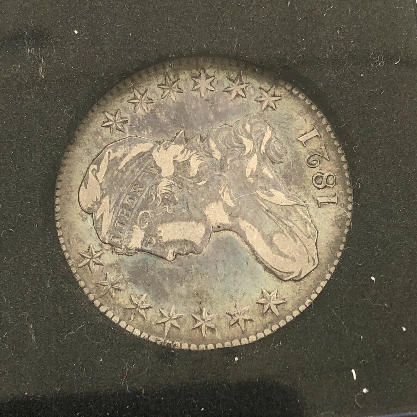 1821 Capped Bust Silver Half Dollar 50c Lettered Edge Ungraded XF Details Coin