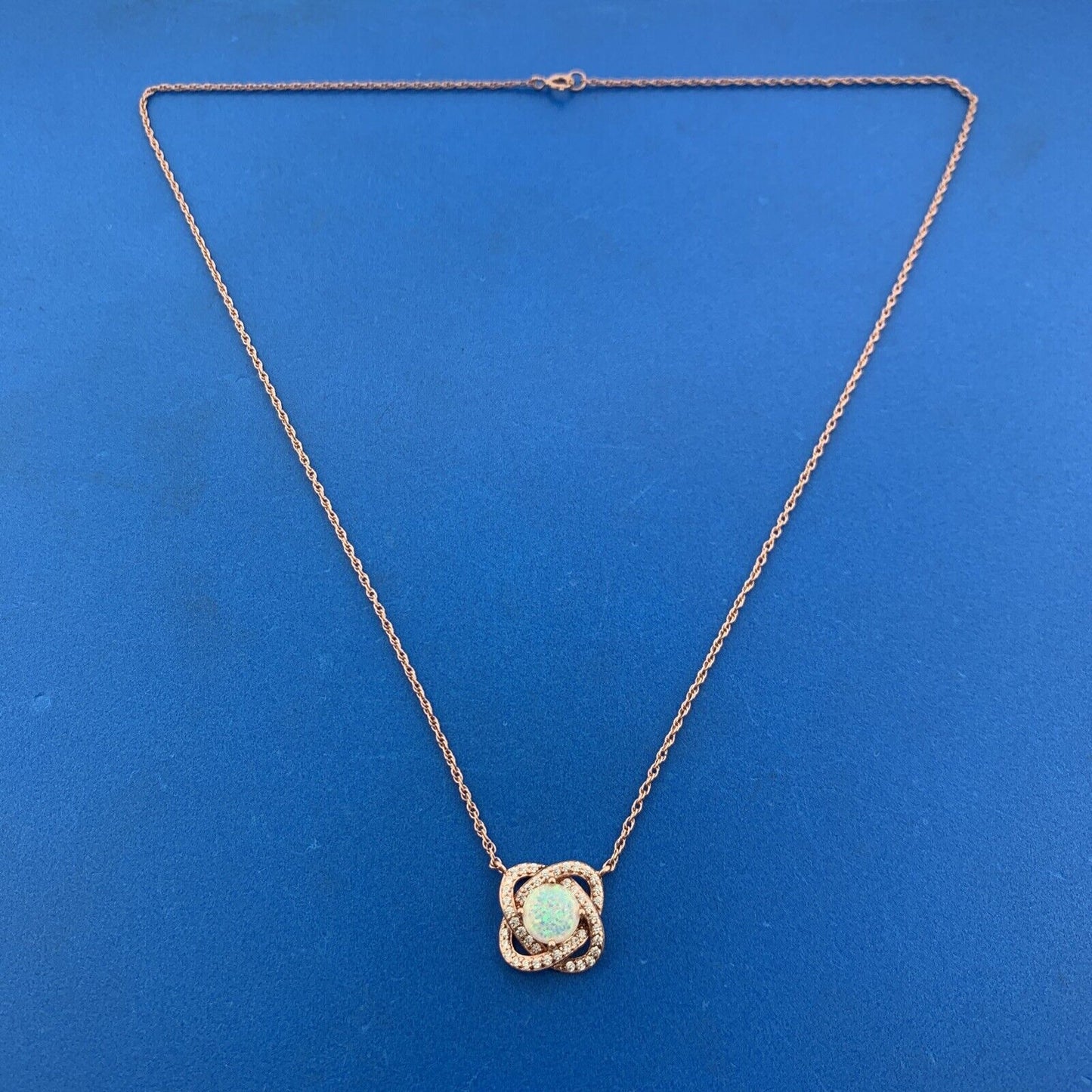 Jacmel Mauritius JCM 925 Sterling Silver Rose Tone Opal Cubic Zirconia Necklace